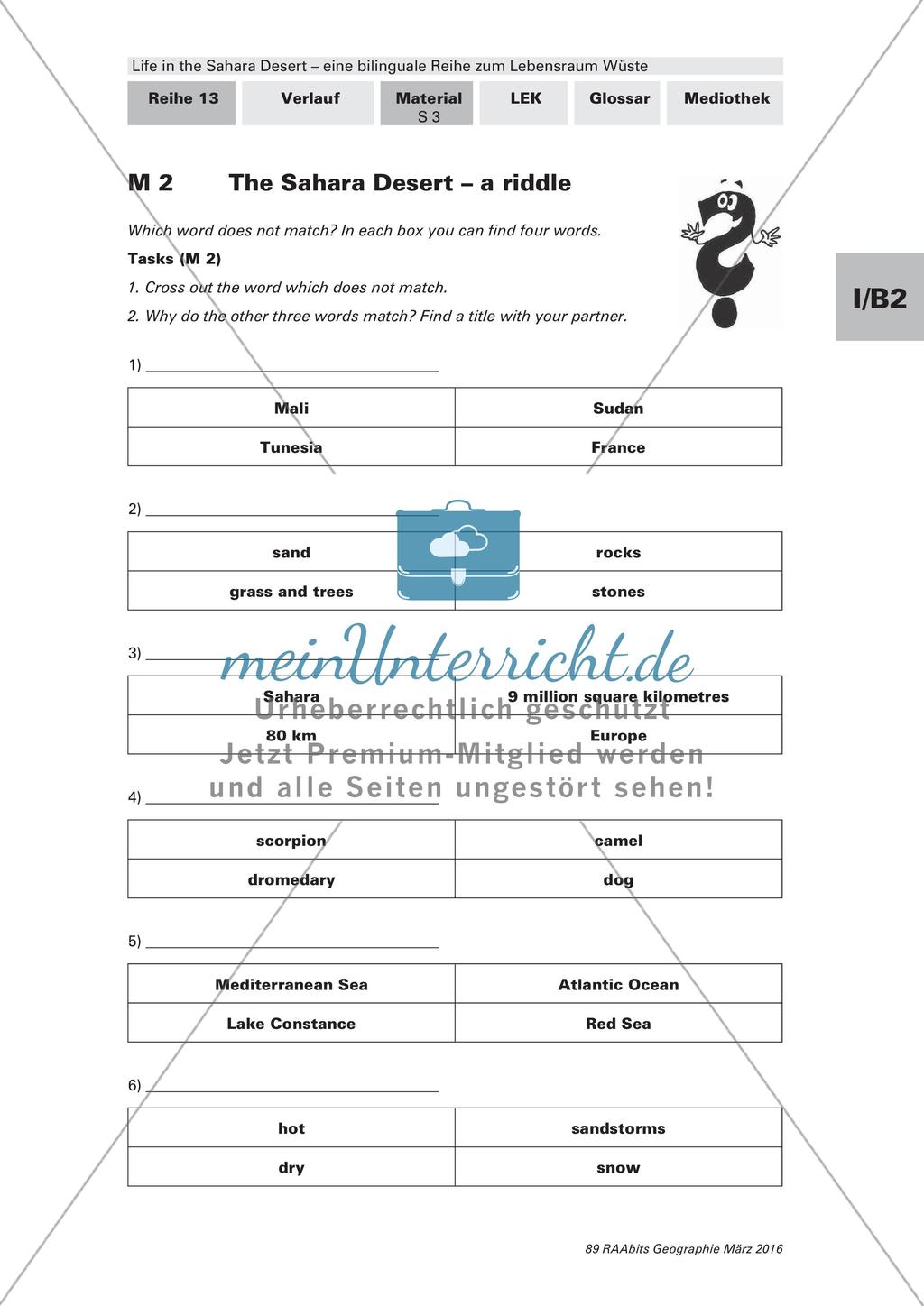 Der Lebensraum Wüste: Bilinguales Material Preview 3