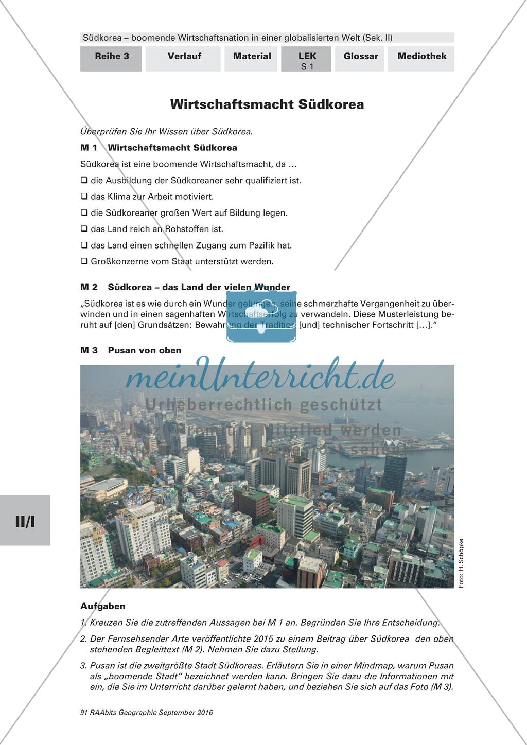 Wirtschaftsnation Südkorea: Lernerfolgskontrolle Preview 1