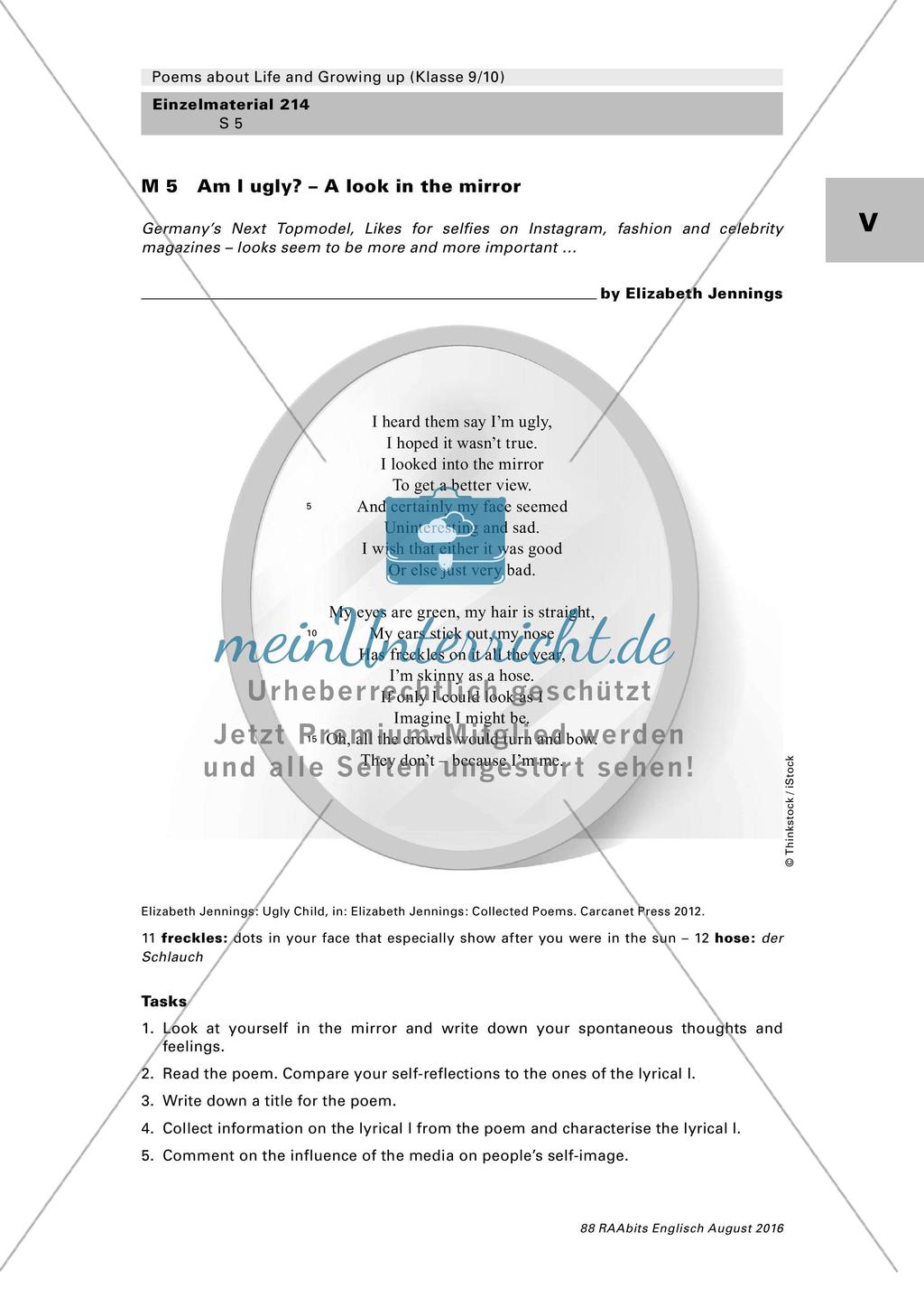 Umgang mit Gedichten zum Thema Life - Adolescence und Adulthood Preview 1