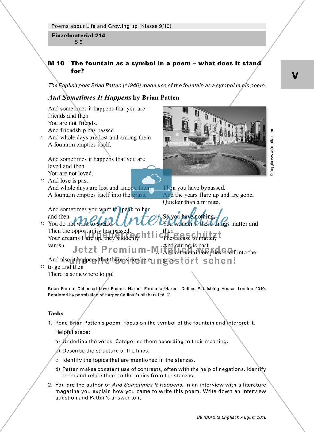 Umgang mit Gedichten zum Thema Life - Adolescence und Adulthood Preview 5