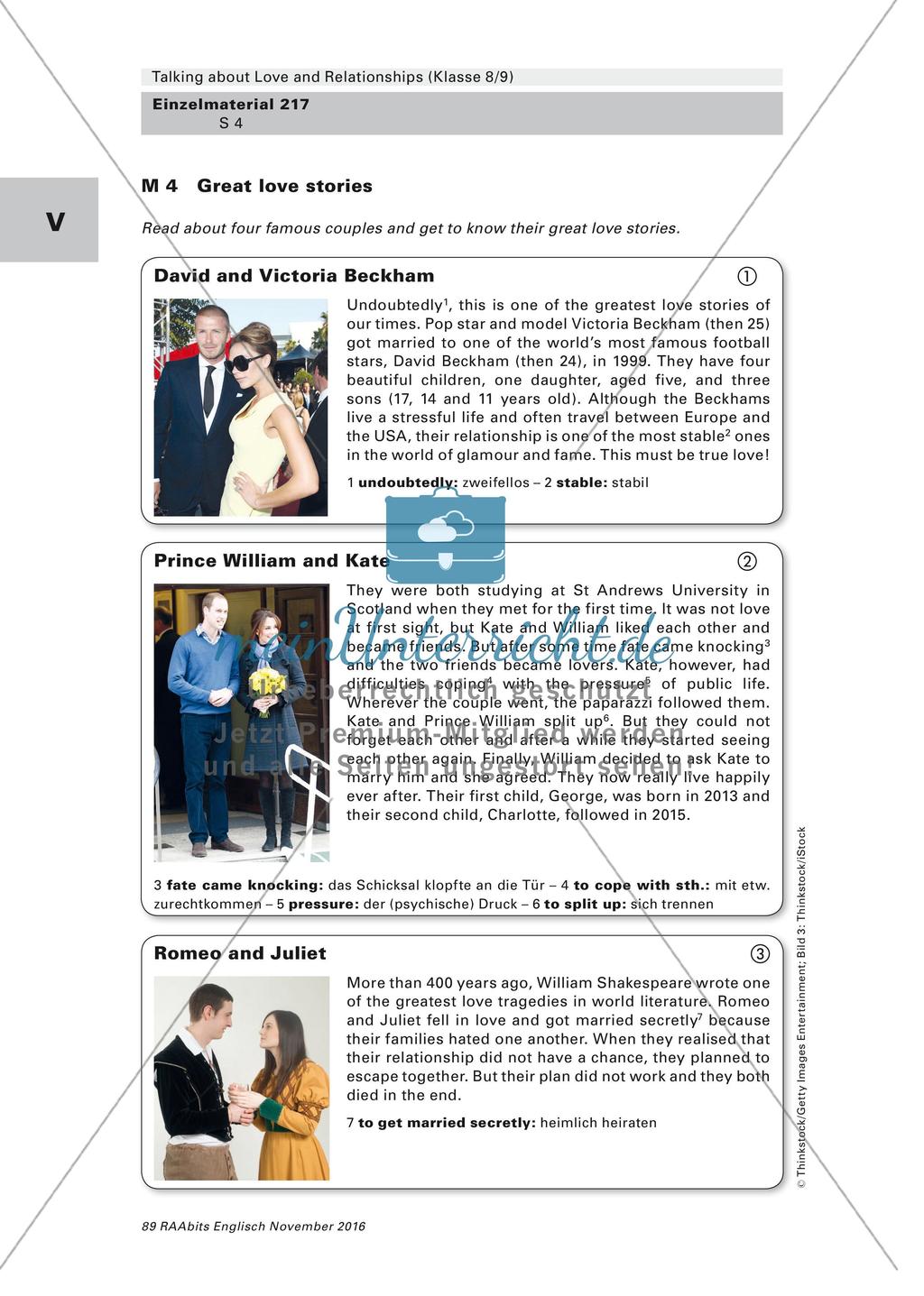 Kompetenzorientierte Lernaufgabe - Love and Relationships Preview 4