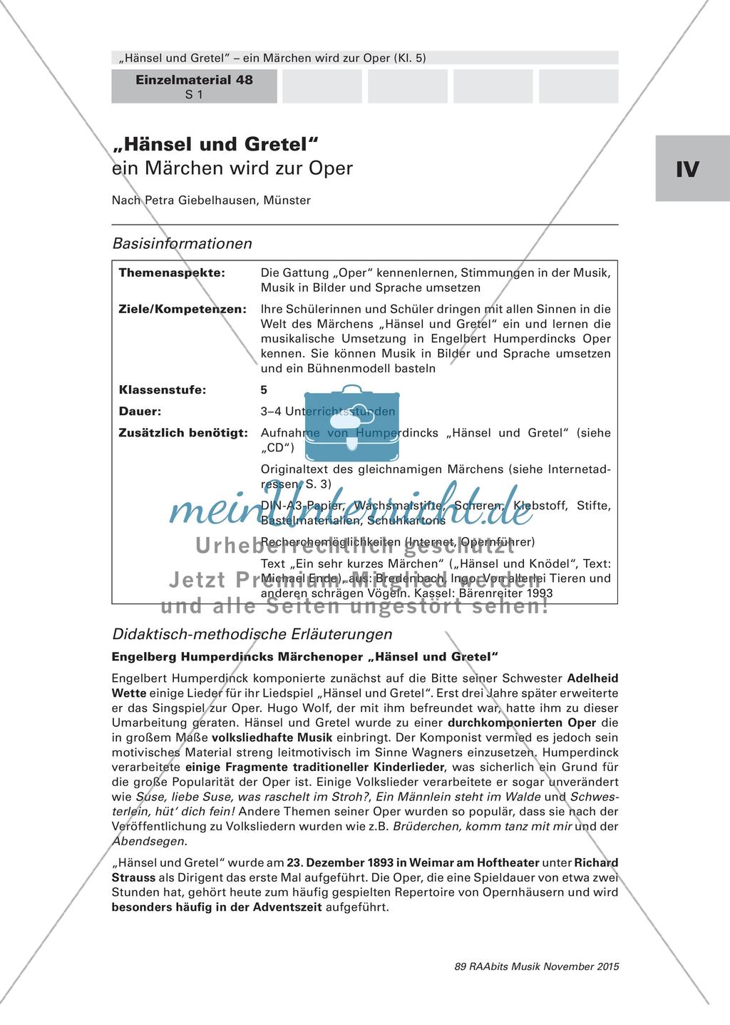 Erste Erfahrungen mit der Gattung Oper: