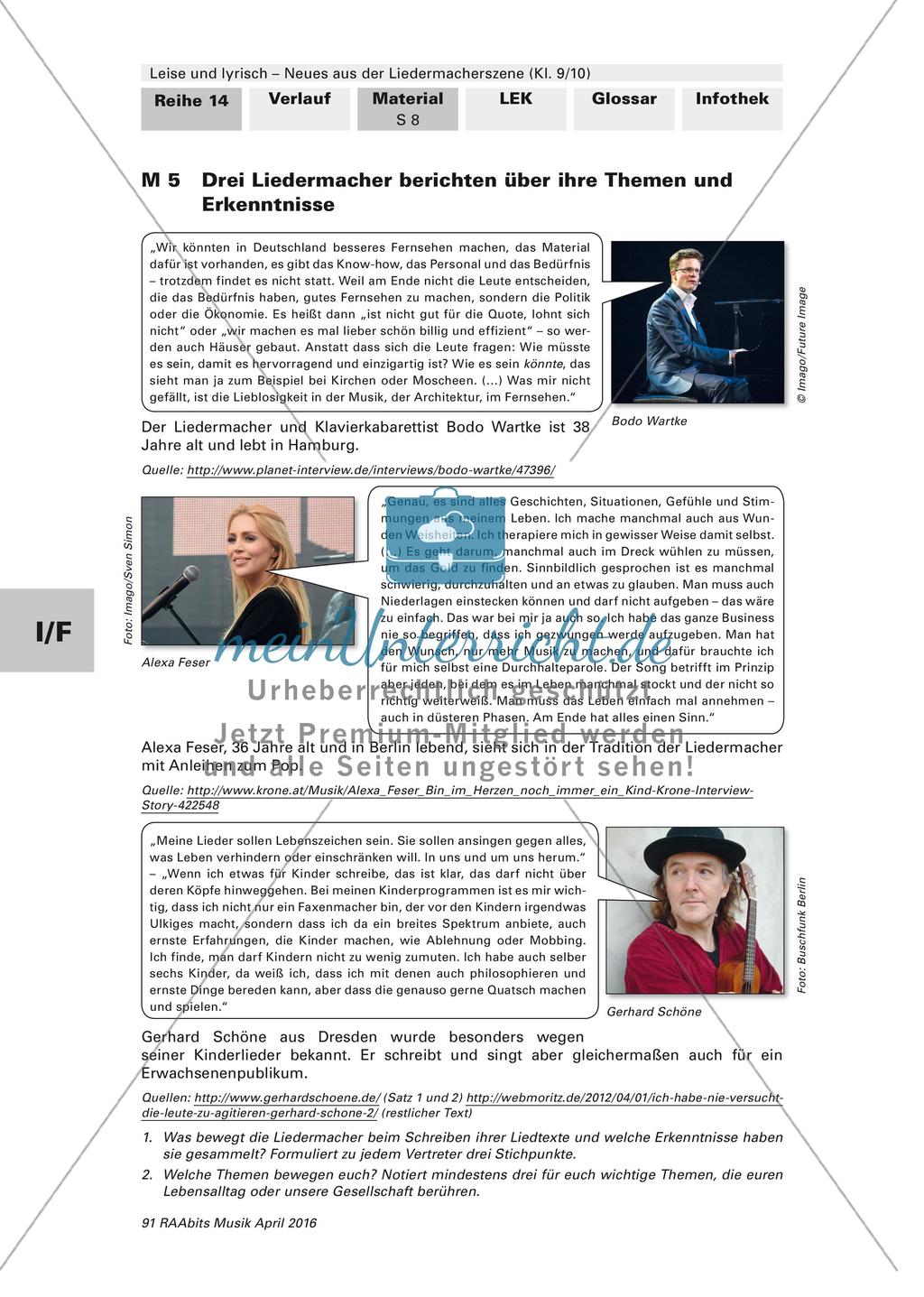Die Liedermacherszene: Inhalte und Themen Preview 1