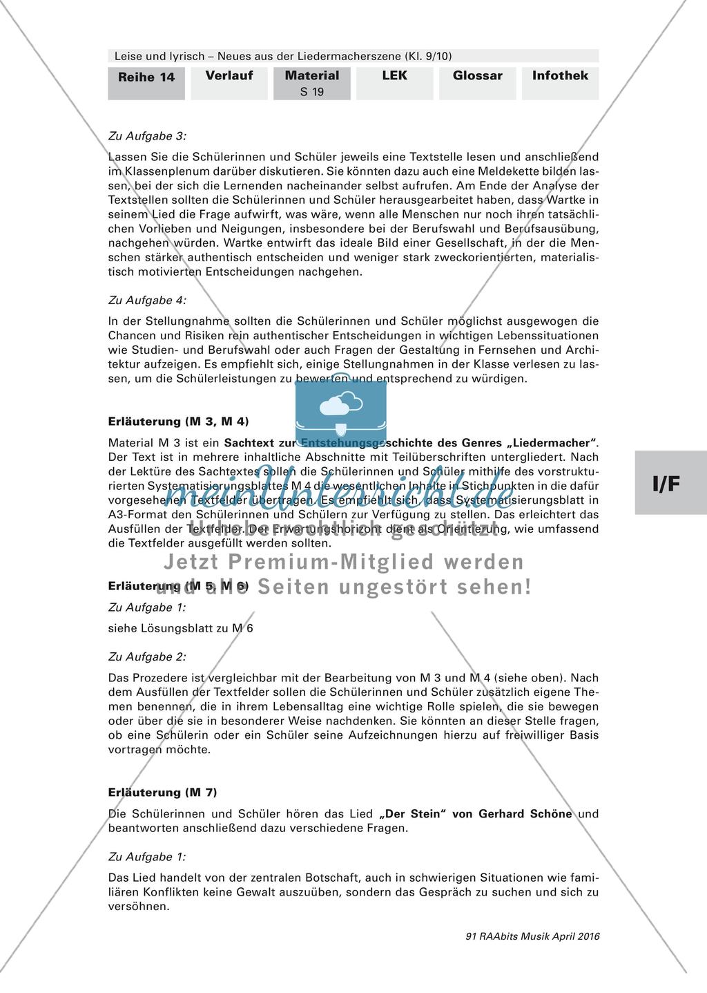 Die Liedermacherszene: Erläuterungen und Lernerfolgskontrolle Preview 2