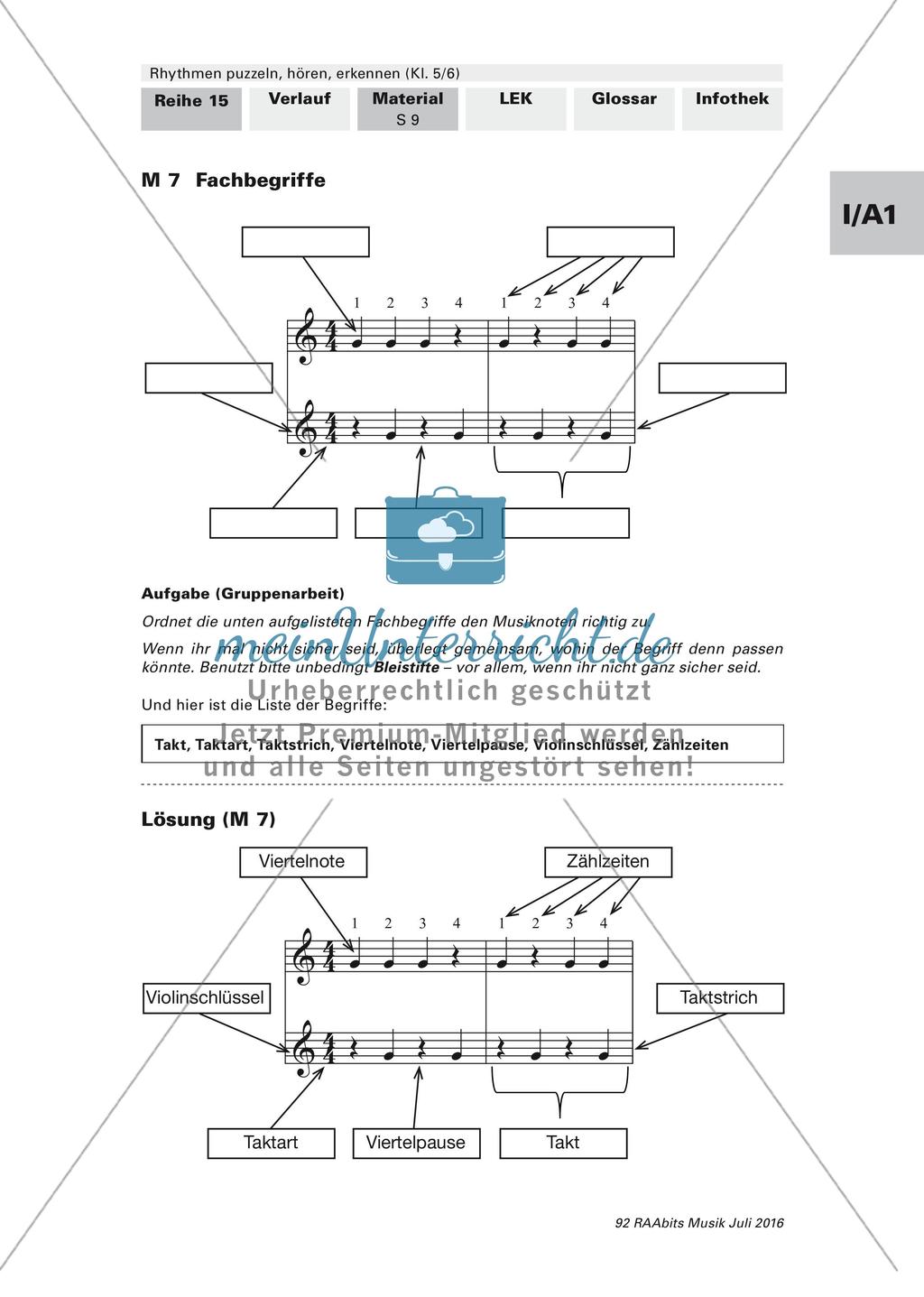 Rhythmusübungen: Fachbegriffe und Notenwerte Preview 8