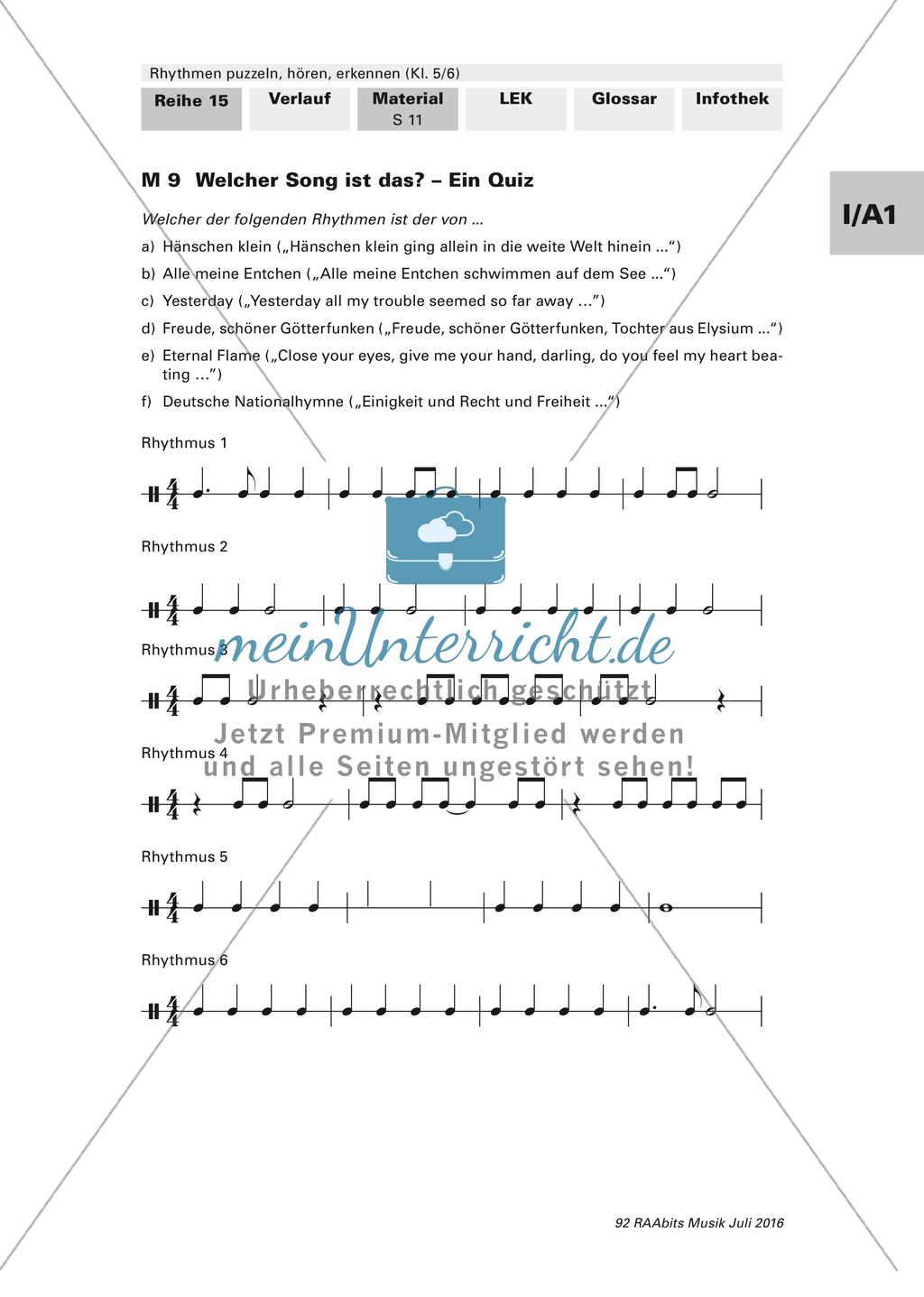 Rhythmusübungen: Drei-Viertel-Takt und Quiz Preview 1