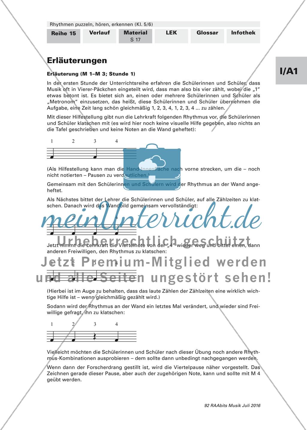 Rhythmusübungen: Erläuterungen und Lernerfolgskontrolle Preview 1