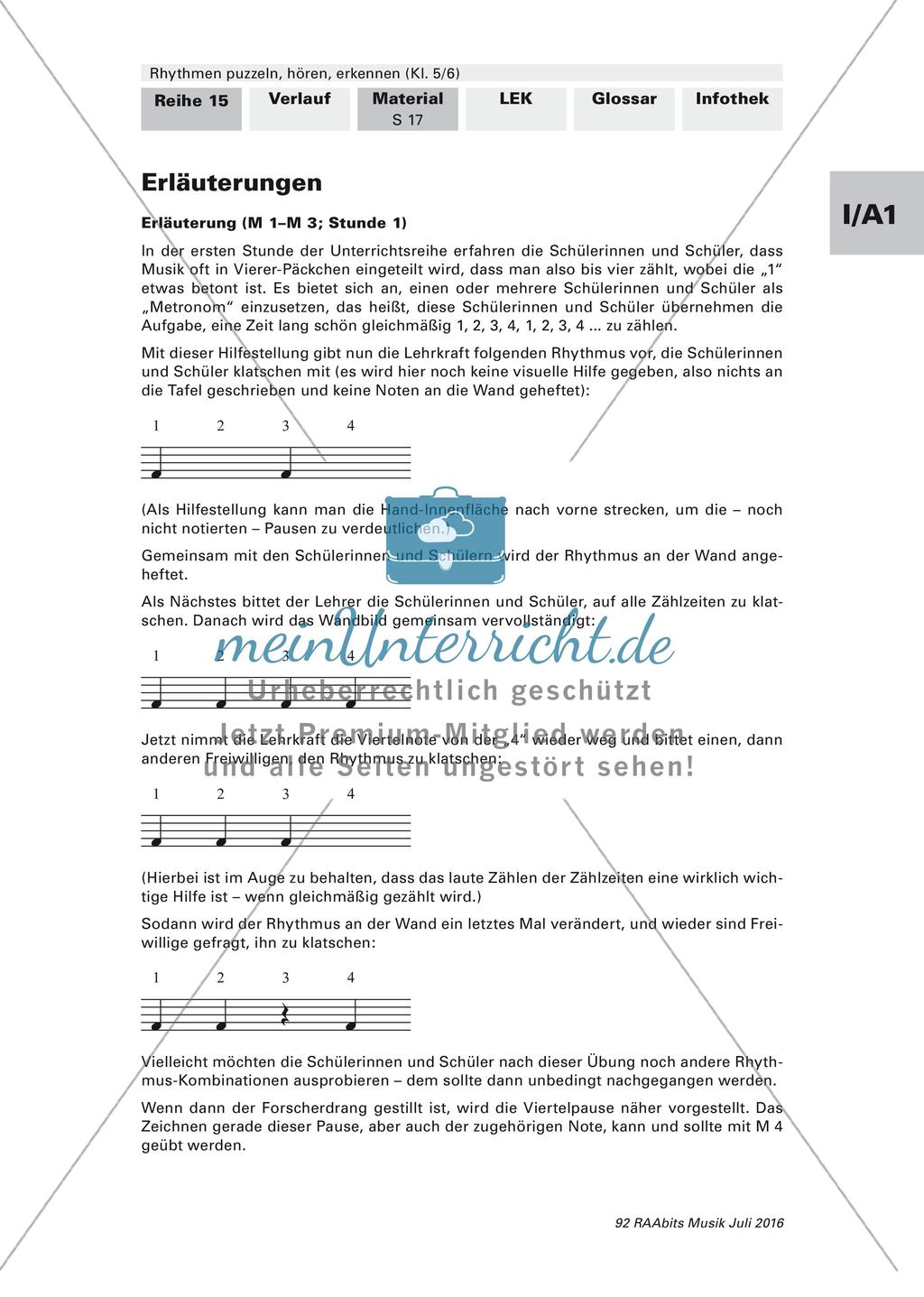 Rhythmusübungen: Erläuterungen und Lernerfolgskontrolle Preview 1
