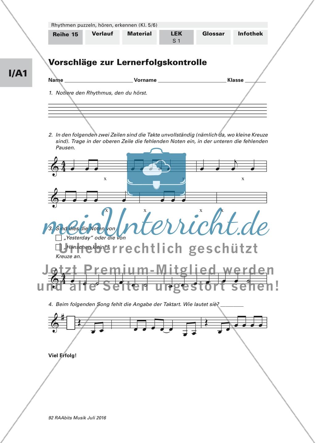 Rhythmusübungen: Erläuterungen und Lernerfolgskontrolle Preview 6