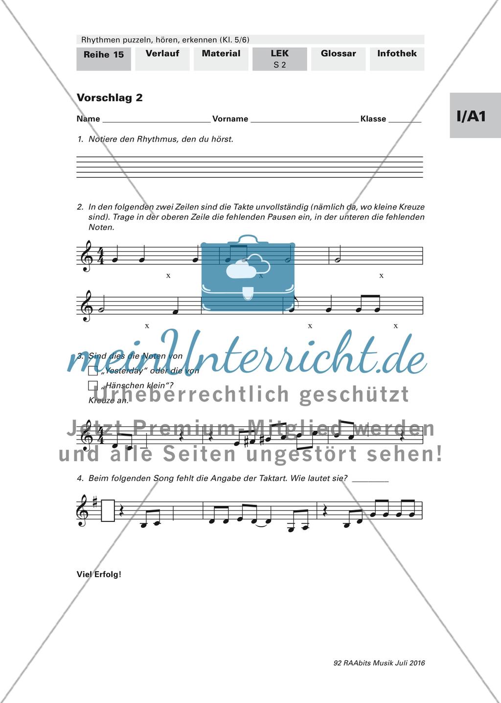 Rhythmusübungen: Erläuterungen und Lernerfolgskontrolle Preview 7