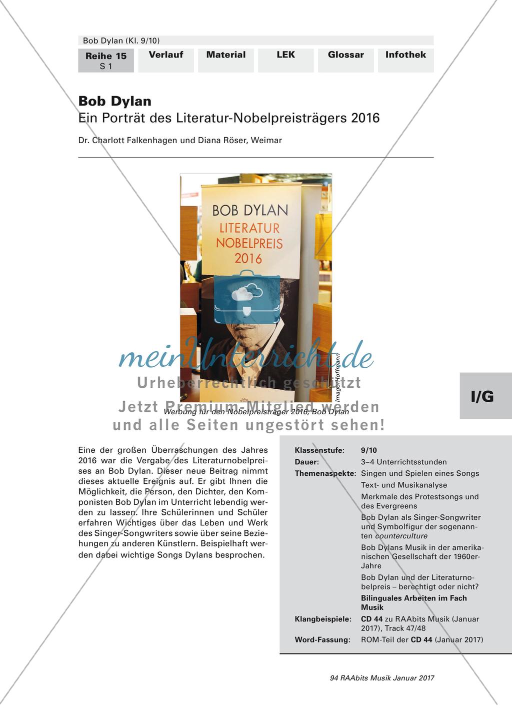 Porträt des Musikers und Literatur-Nobelpreisträgers Bob Dylan (optional bilingual) Preview 1