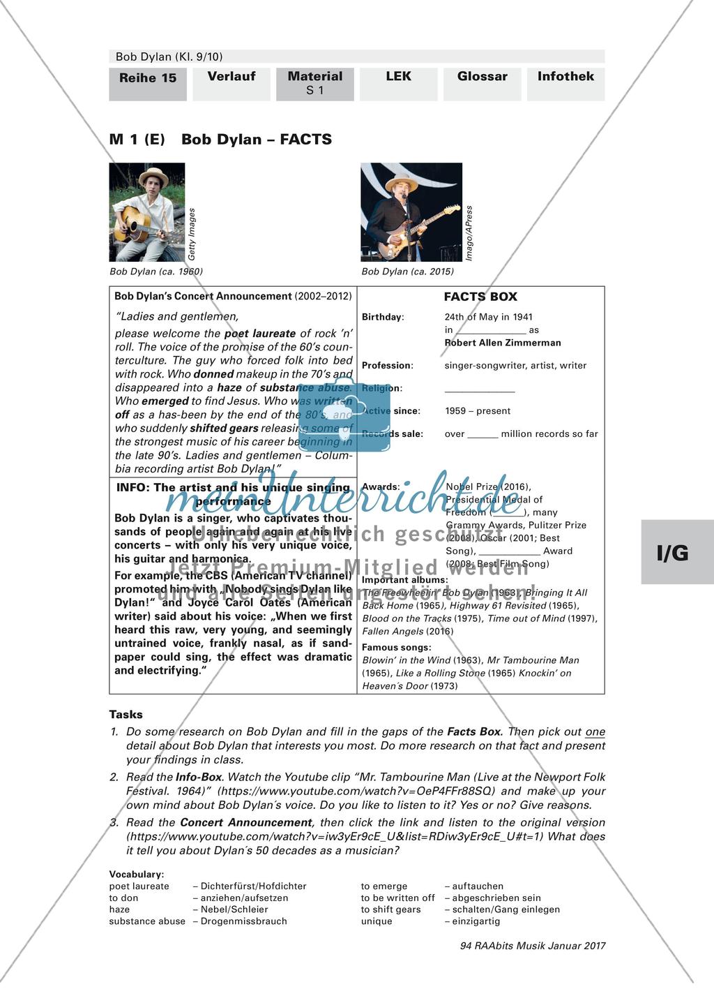 Porträt des Musikers und Literatur-Nobelpreisträgers Bob Dylan (optional bilingual) Preview 7