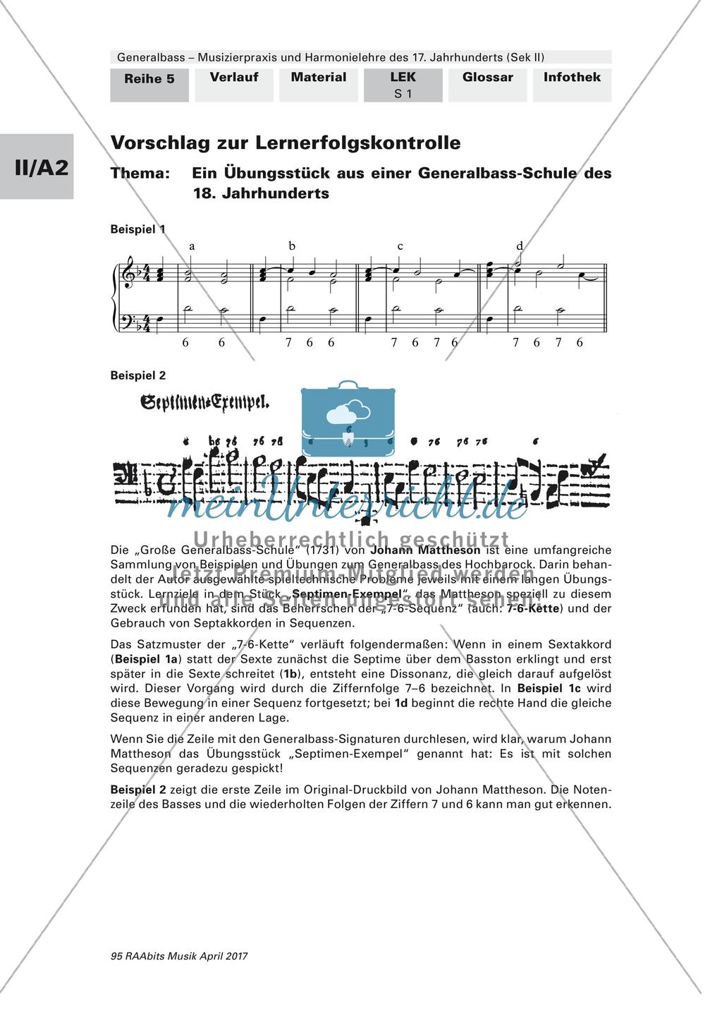 Harmonielehre des 17. Jahrhunderts: Lernerfolgskontrolle Preview 1