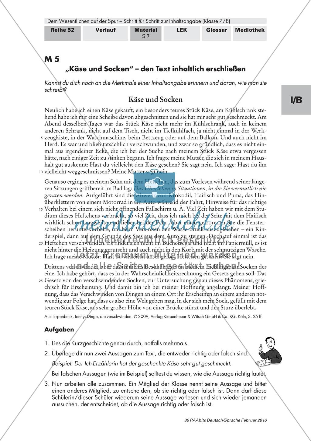 Ermittlung von Merkmalen einer Inhaltsangabe Preview 1