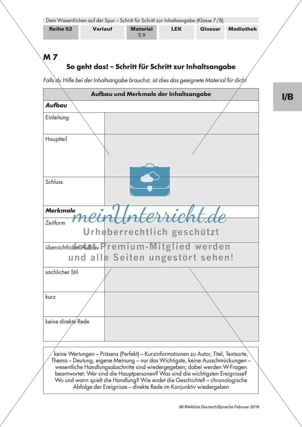 Ermittlung von Merkmalen einer Inhaltsangabe Preview 3