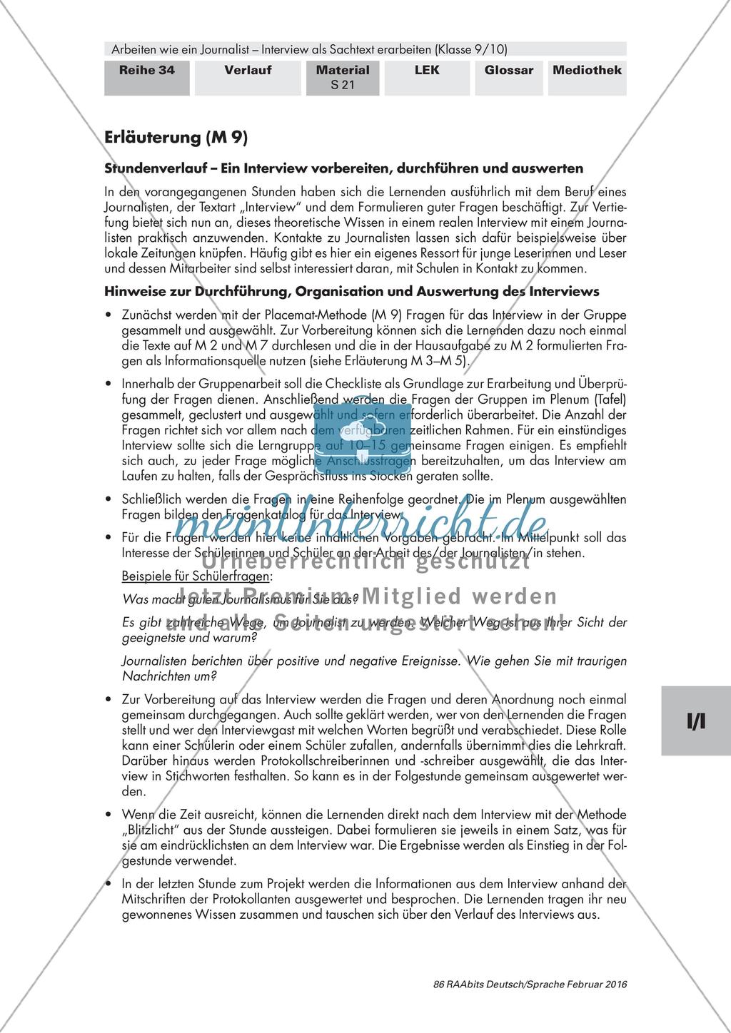 Vorbereitung, Durchführung und Auswertung eines Interviews Preview 2