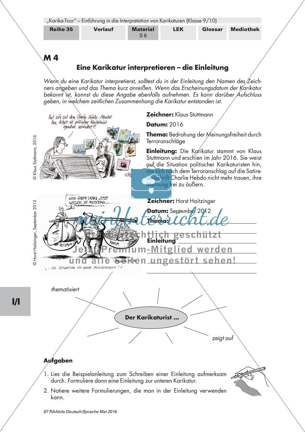 Interpretation von Karikaturen: Einleitung, Hauptteil, Schluss Preview 1