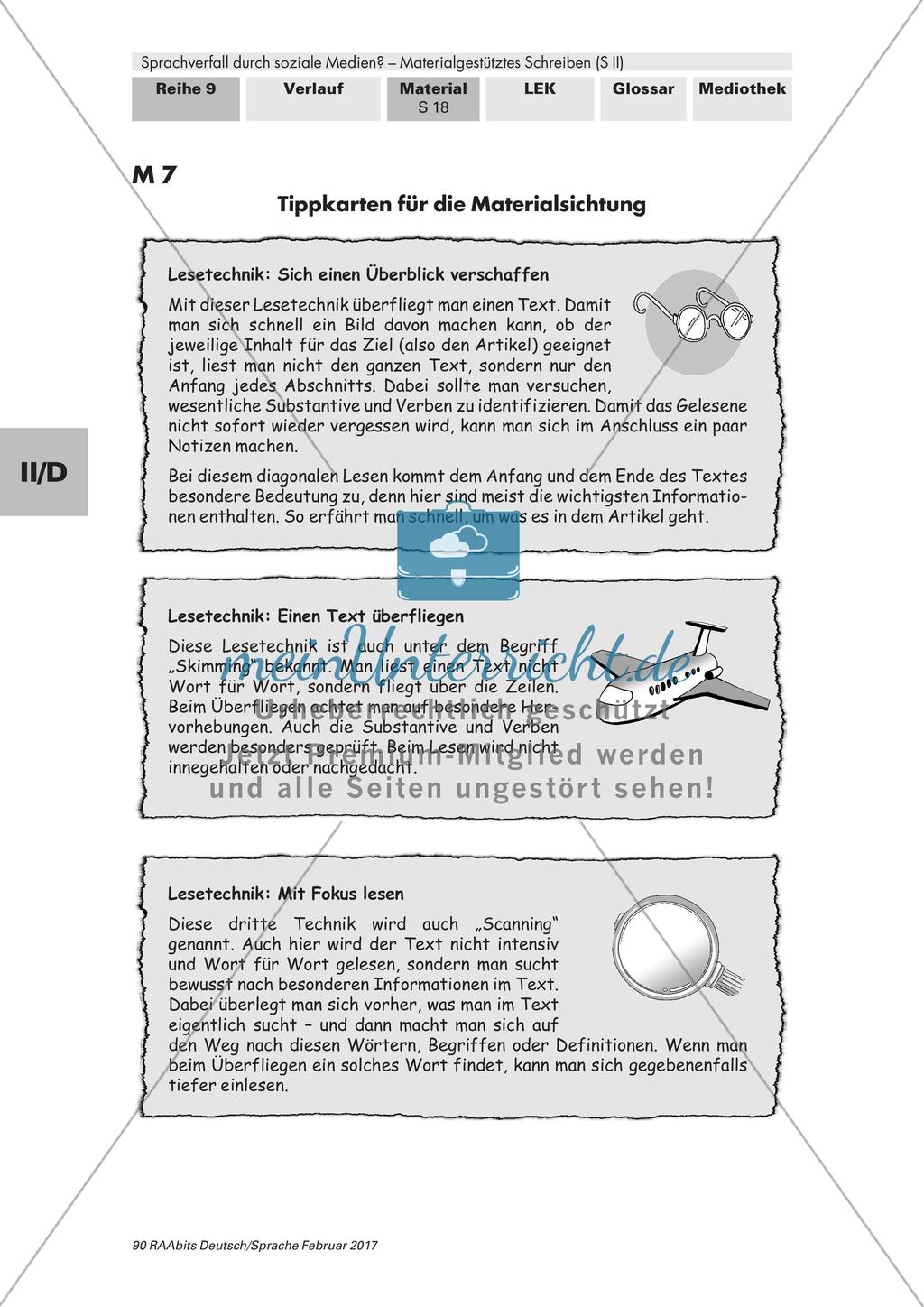 Materialgestütztes Schreiben: Begegnung mit den Materialien Preview 10