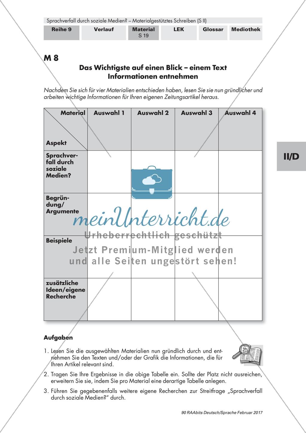Materialgestütztes Schreiben: Begegnung mit den Materialien Preview 11