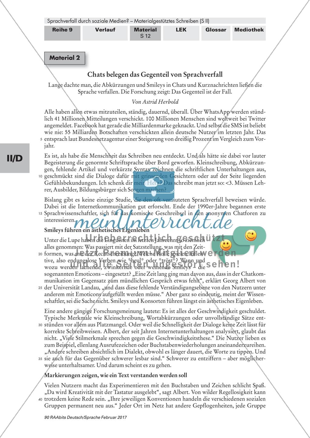 Materialgestütztes Schreiben: Begegnung mit den Materialien Preview 4