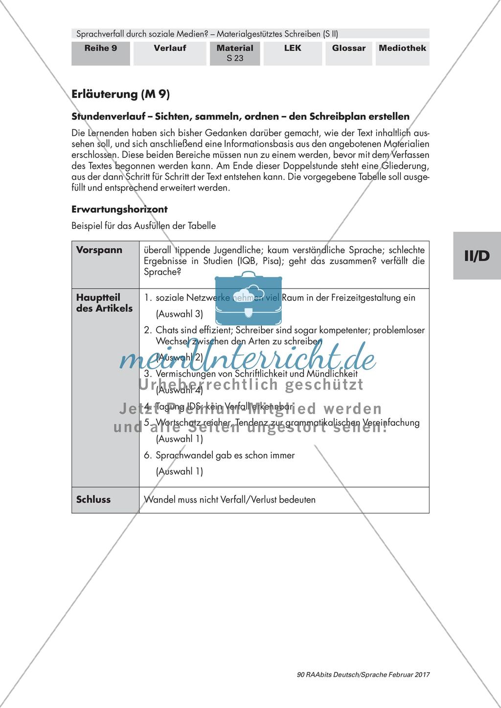 Materialgestütztes Schreiben: Erstellung eines Schreibplanes Preview 2