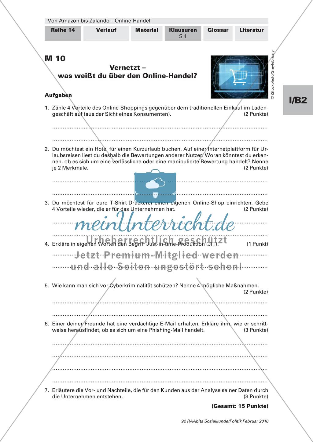 Online-Handel: Lernerfolgskontrolle Preview 1
