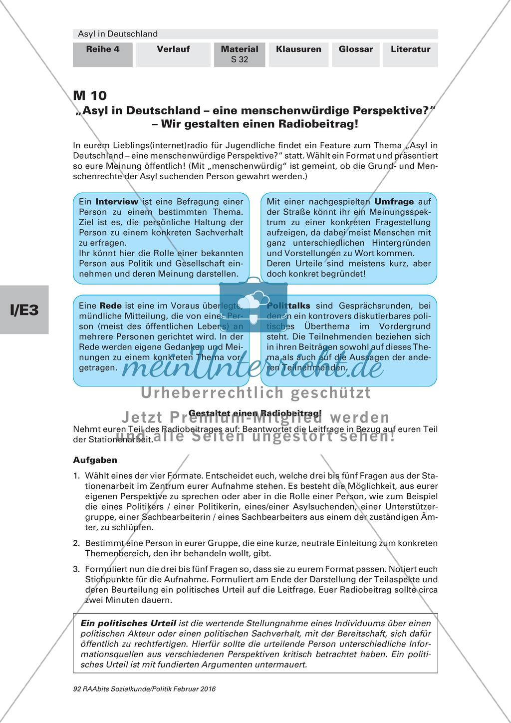 Asyl in Deutschland - Beurteilung des Asylsystems Preview 1