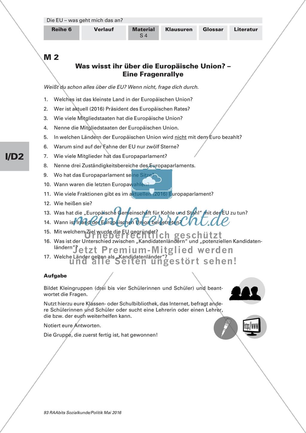 Die Europäische Union - Vorwissen Preview 3