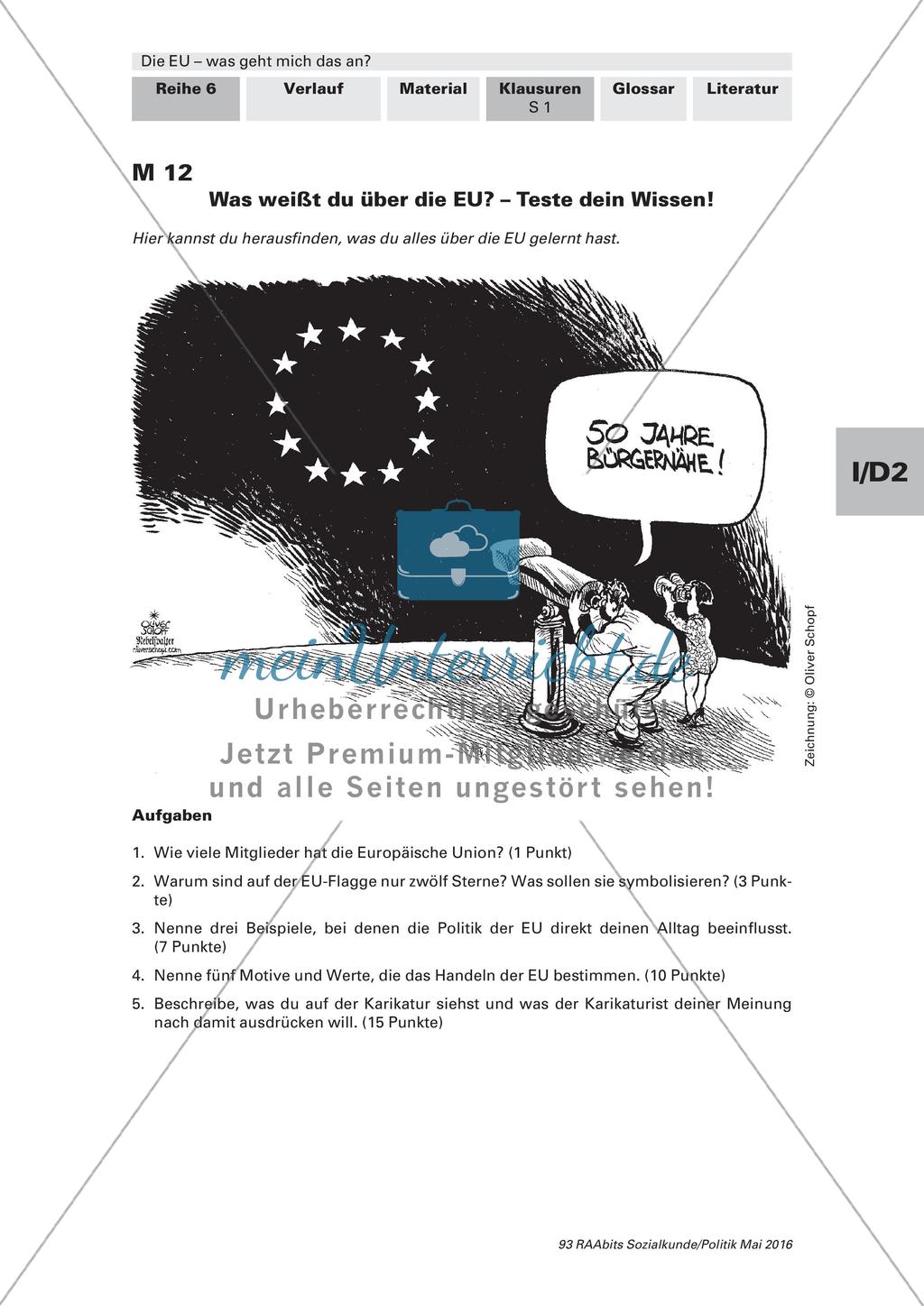 Die Europäische Union - Lernerfolgskontrolle Preview 1