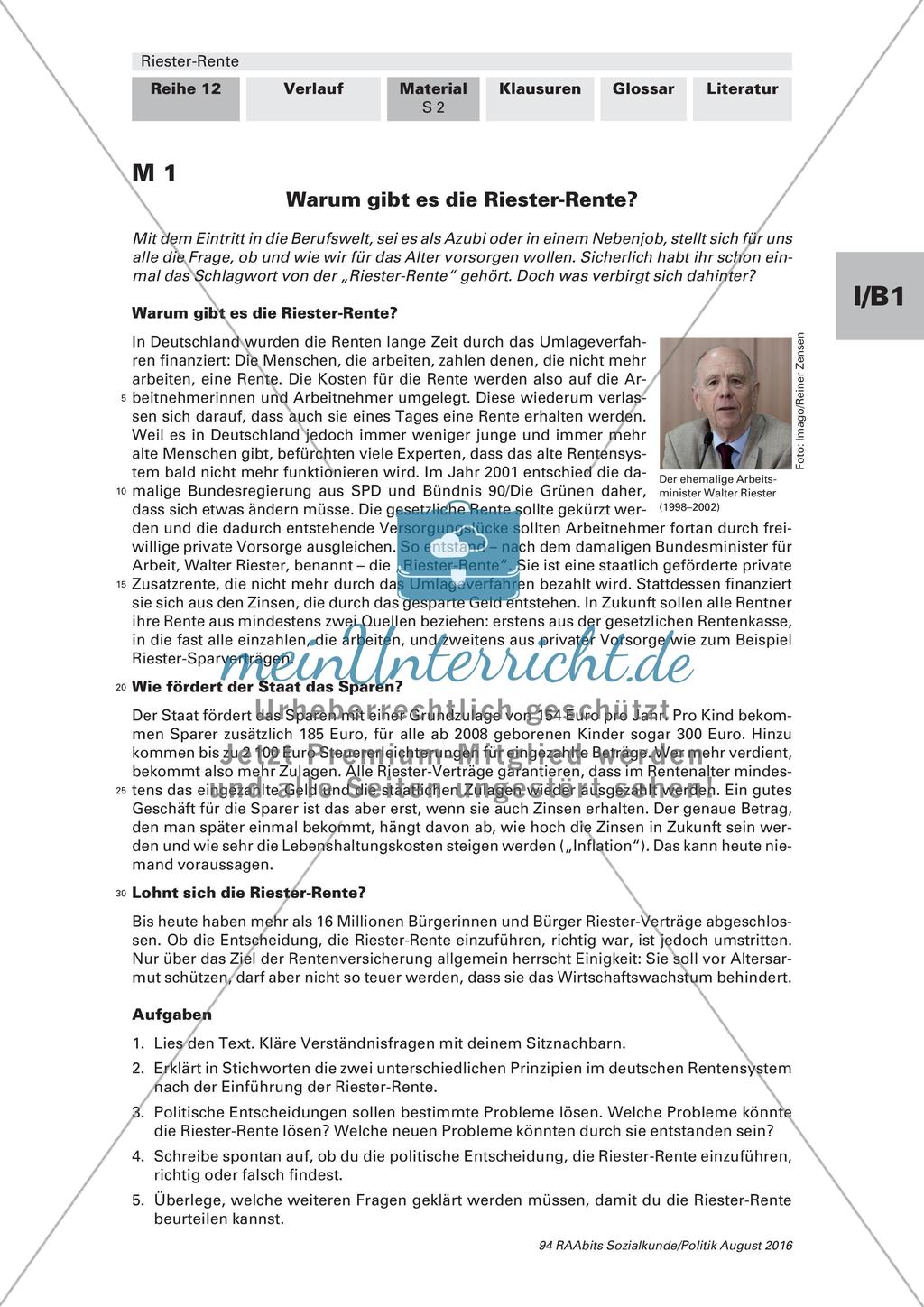 Nutzen der Riester-Rente: Urteilsbildung Preview 1