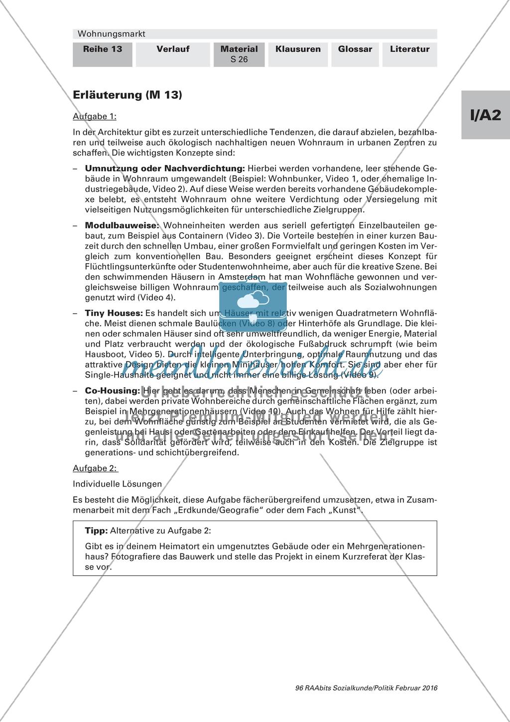 Wohnungsmarkt: Lernerfolgskontrolle und Glossar Preview 2