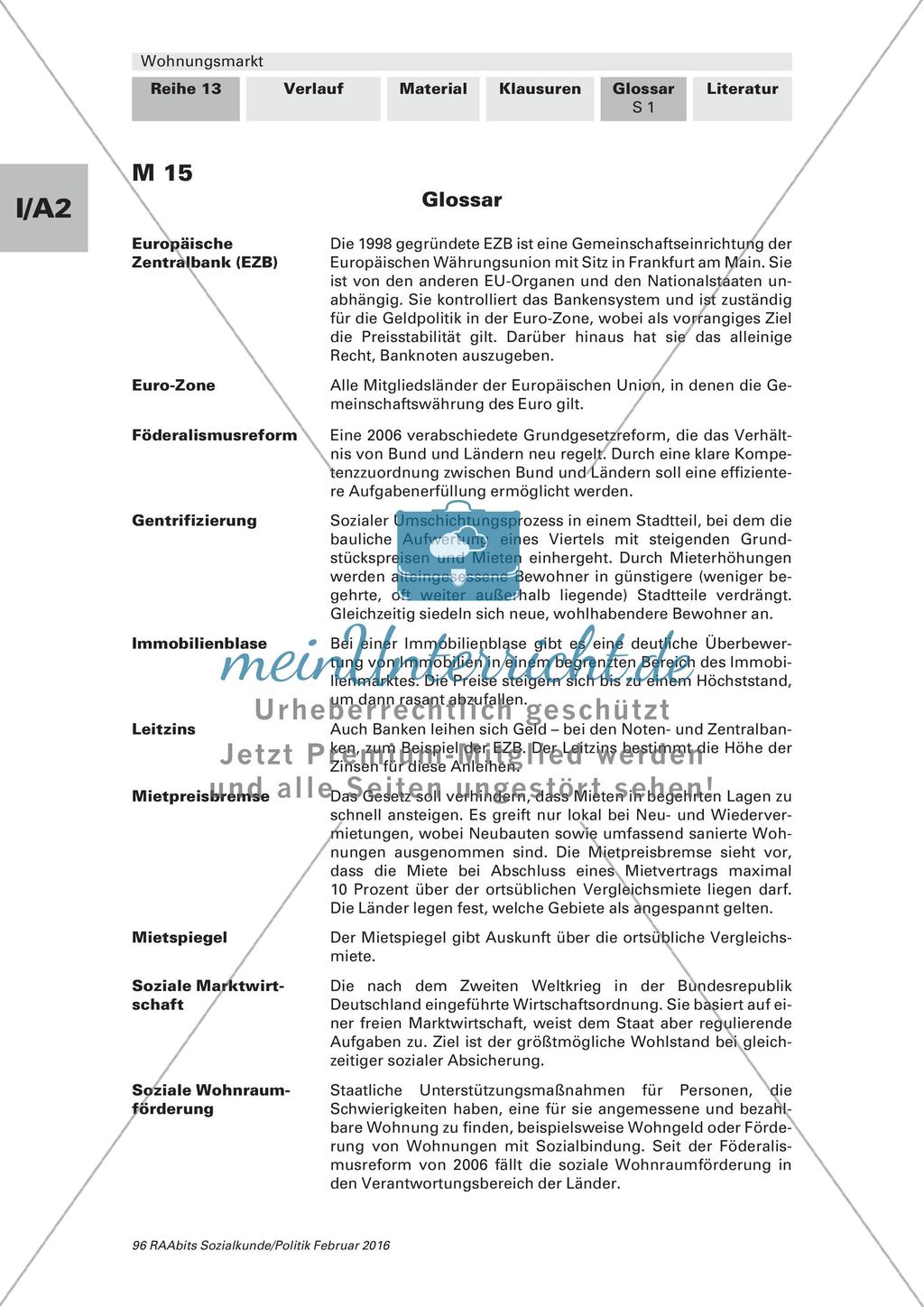 Wohnungsmarkt: Lernerfolgskontrolle und Glossar Preview 5
