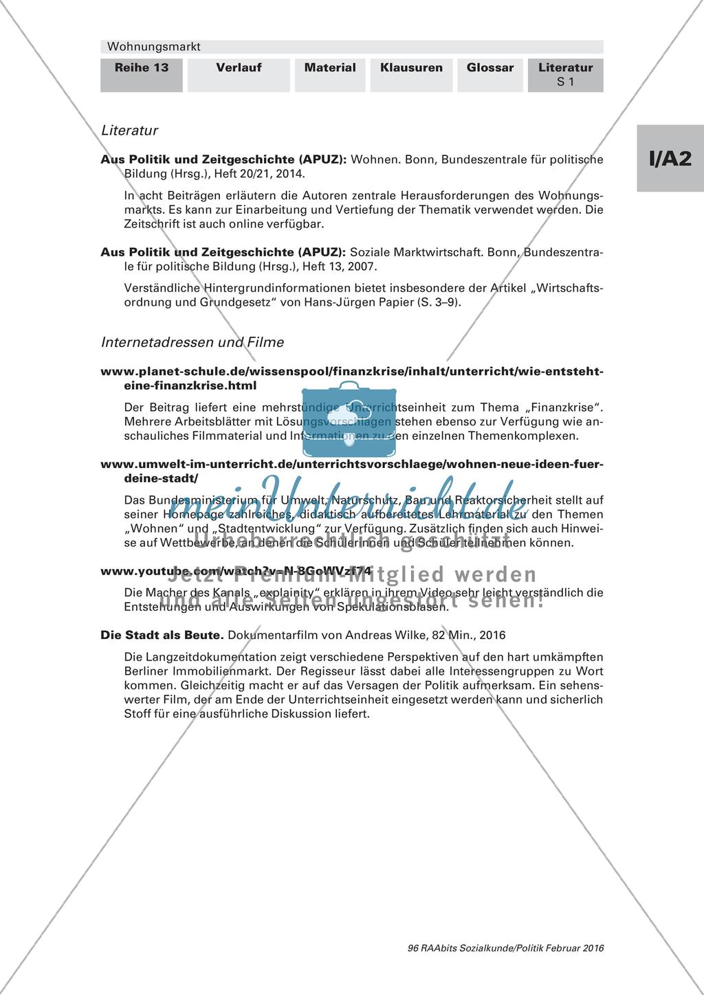 Wohnungsmarkt: Lernerfolgskontrolle und Glossar Preview 6