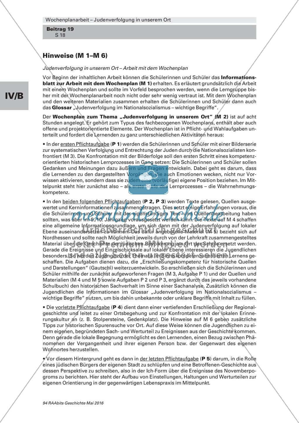 Judenverfolgung in unserem Ort: Wochenplanarbeit Preview 10