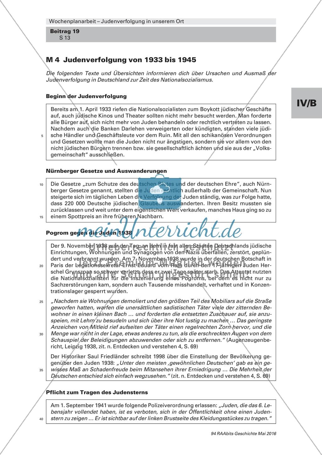 Judenverfolgung in unserem Ort: Wochenplanarbeit Preview 5