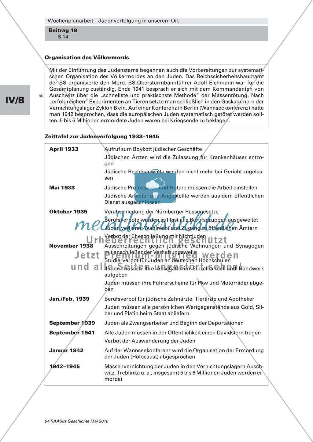 Judenverfolgung in unserem Ort: Wochenplanarbeit Preview 6