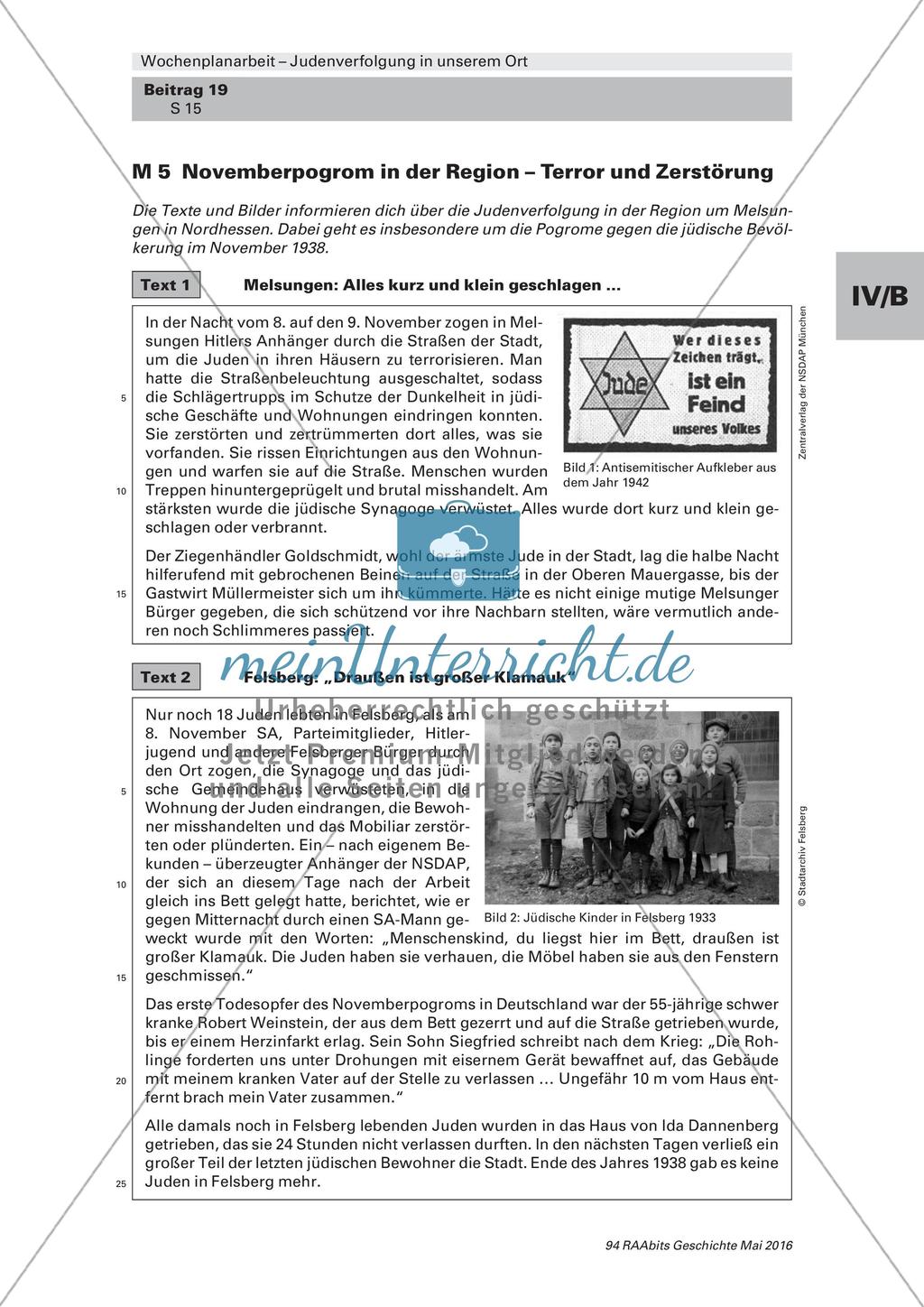 Judenverfolgung in unserem Ort: Wochenplanarbeit Preview 7