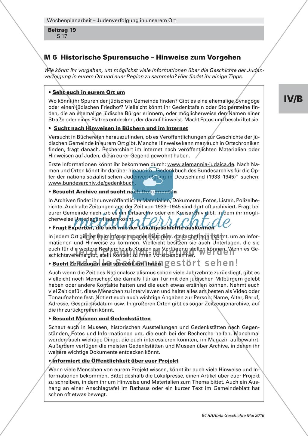 Judenverfolgung in unserem Ort: Wochenplanarbeit Preview 9