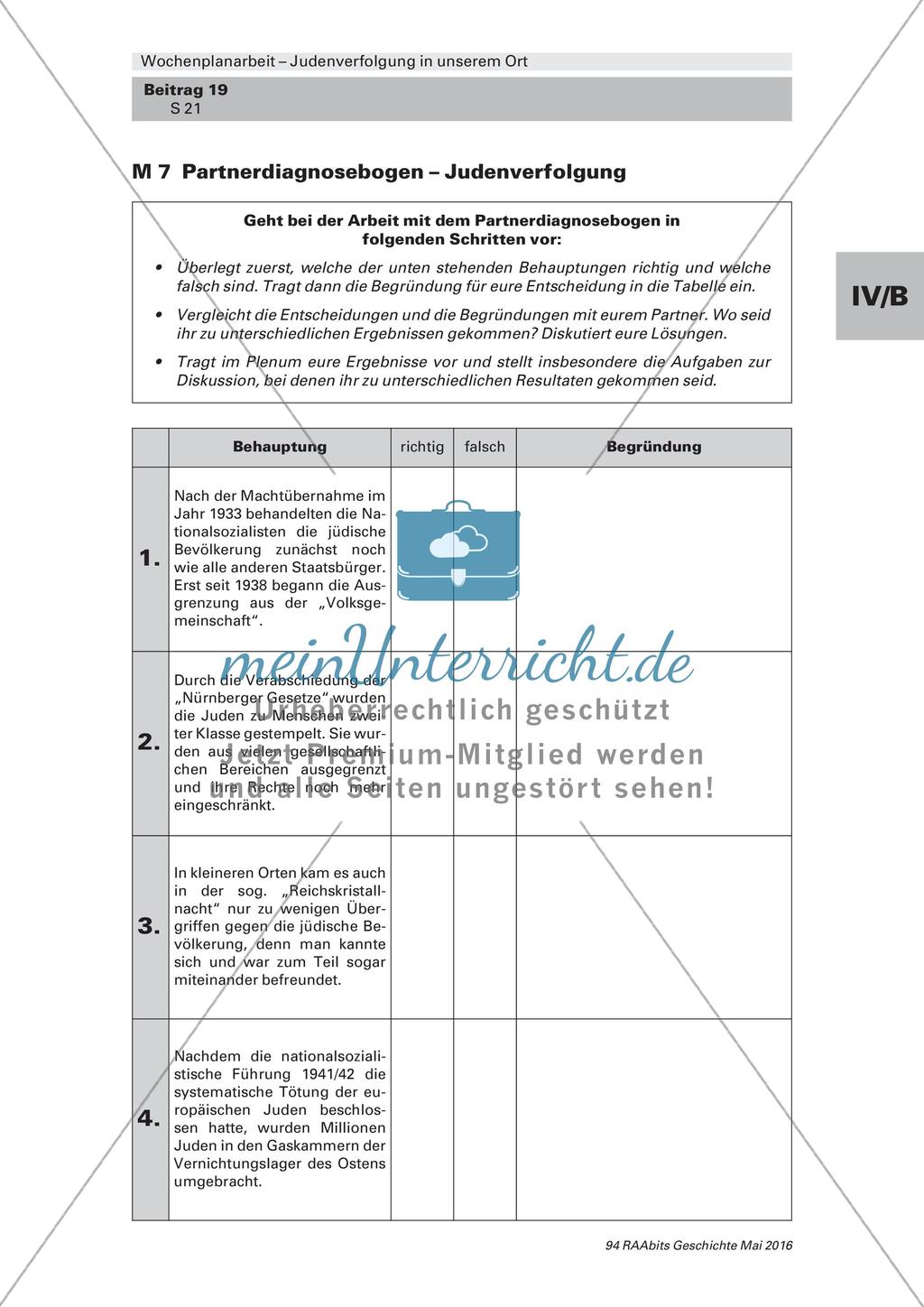 Judenverfolgung in unserem Ort: Lernerfolgskontrolle Preview 1