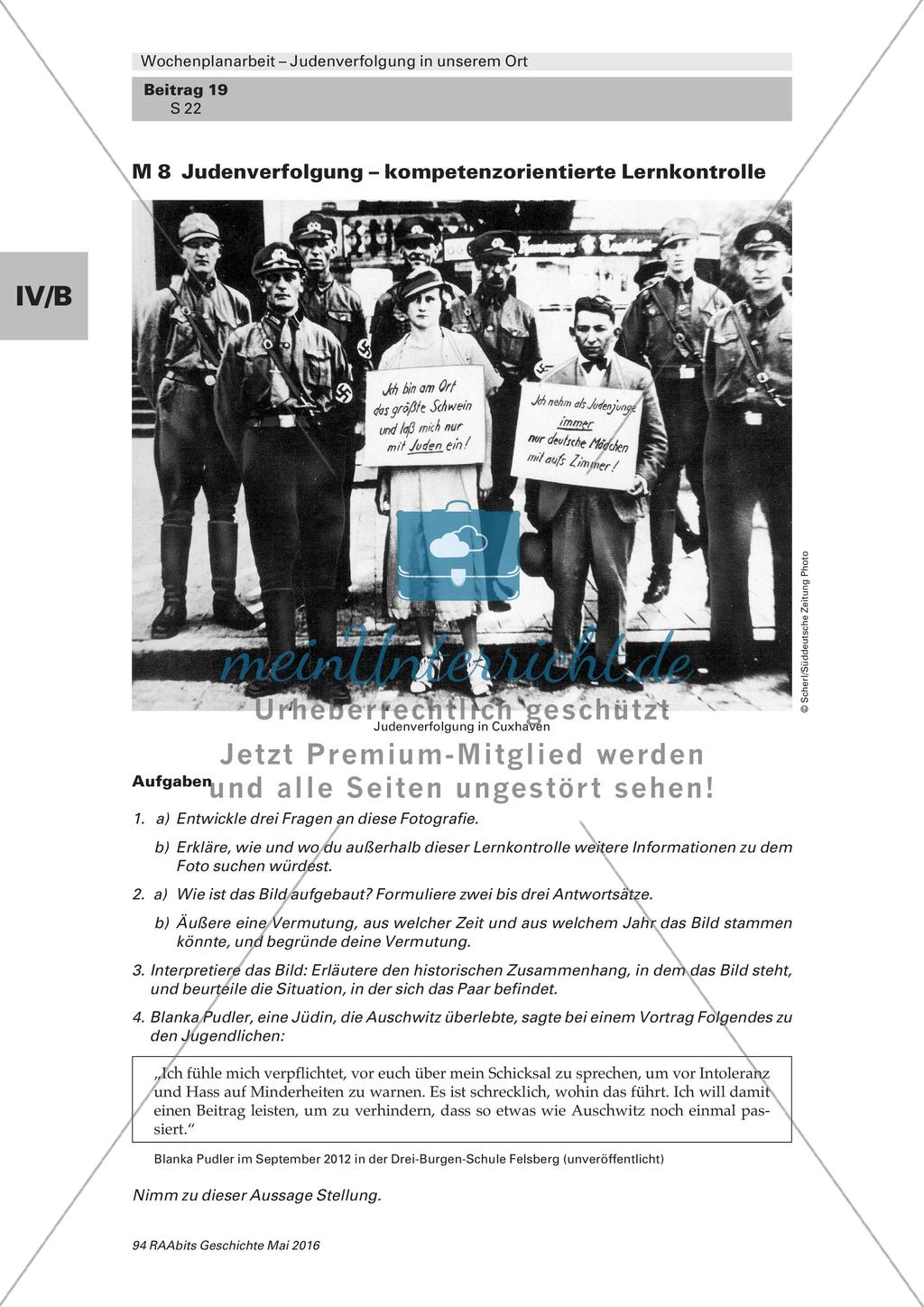 Judenverfolgung in unserem Ort: Lernerfolgskontrolle Preview 2