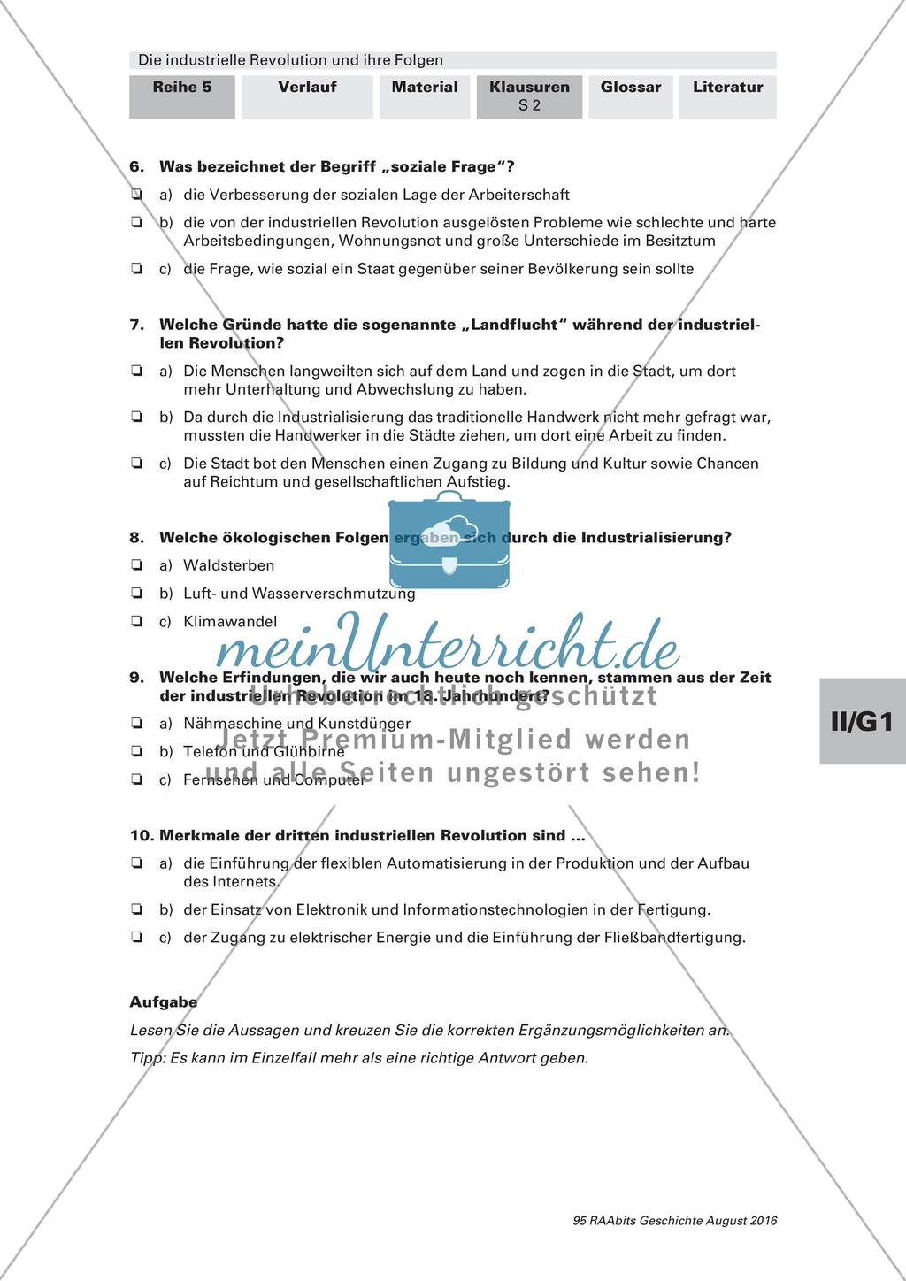 Die industrielle Revolution: Lernerfolgskontrolle Preview 2
