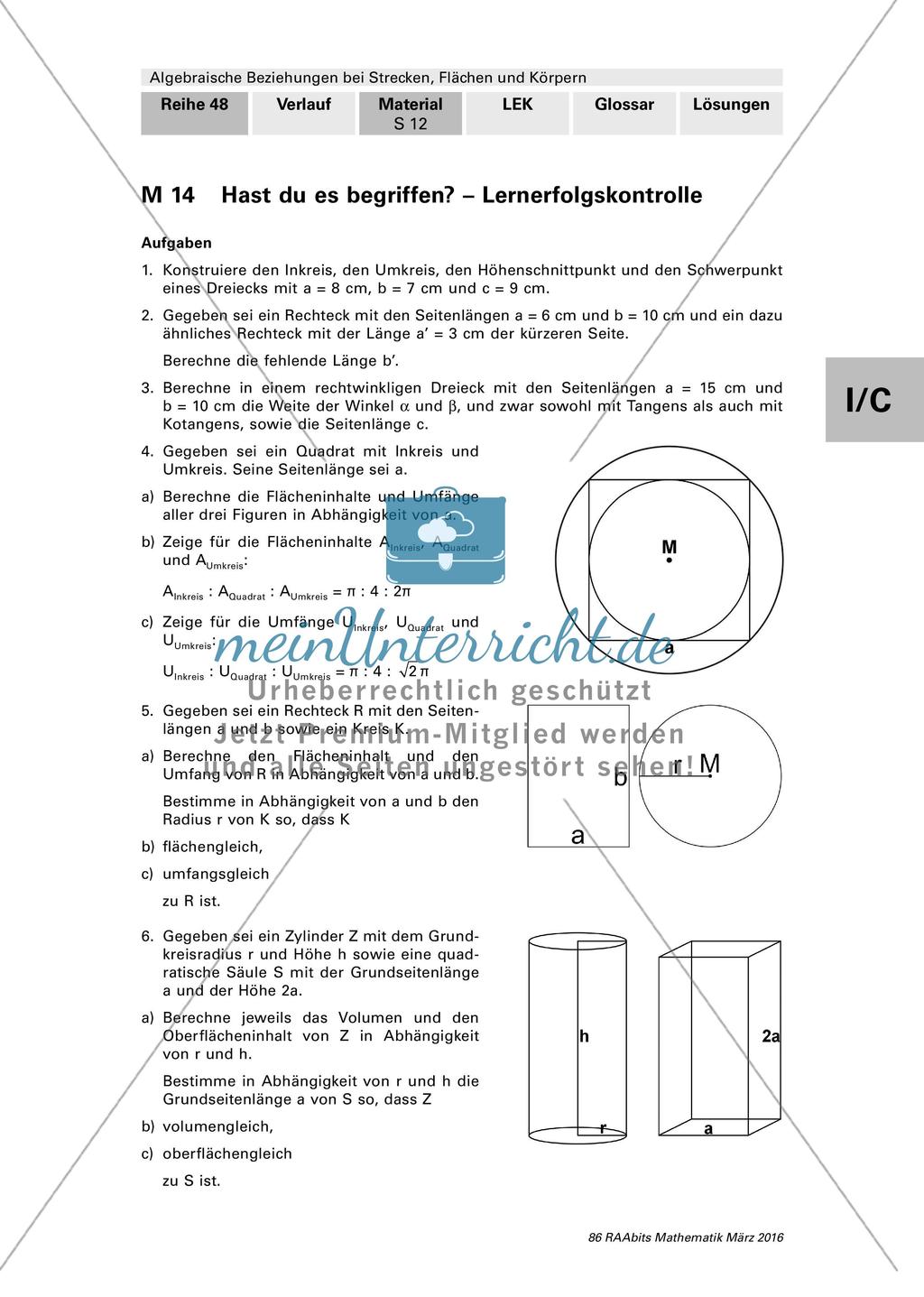 LEK - Algebraische Beziehungen bei Strecken, Flächen und Körpern Preview 1