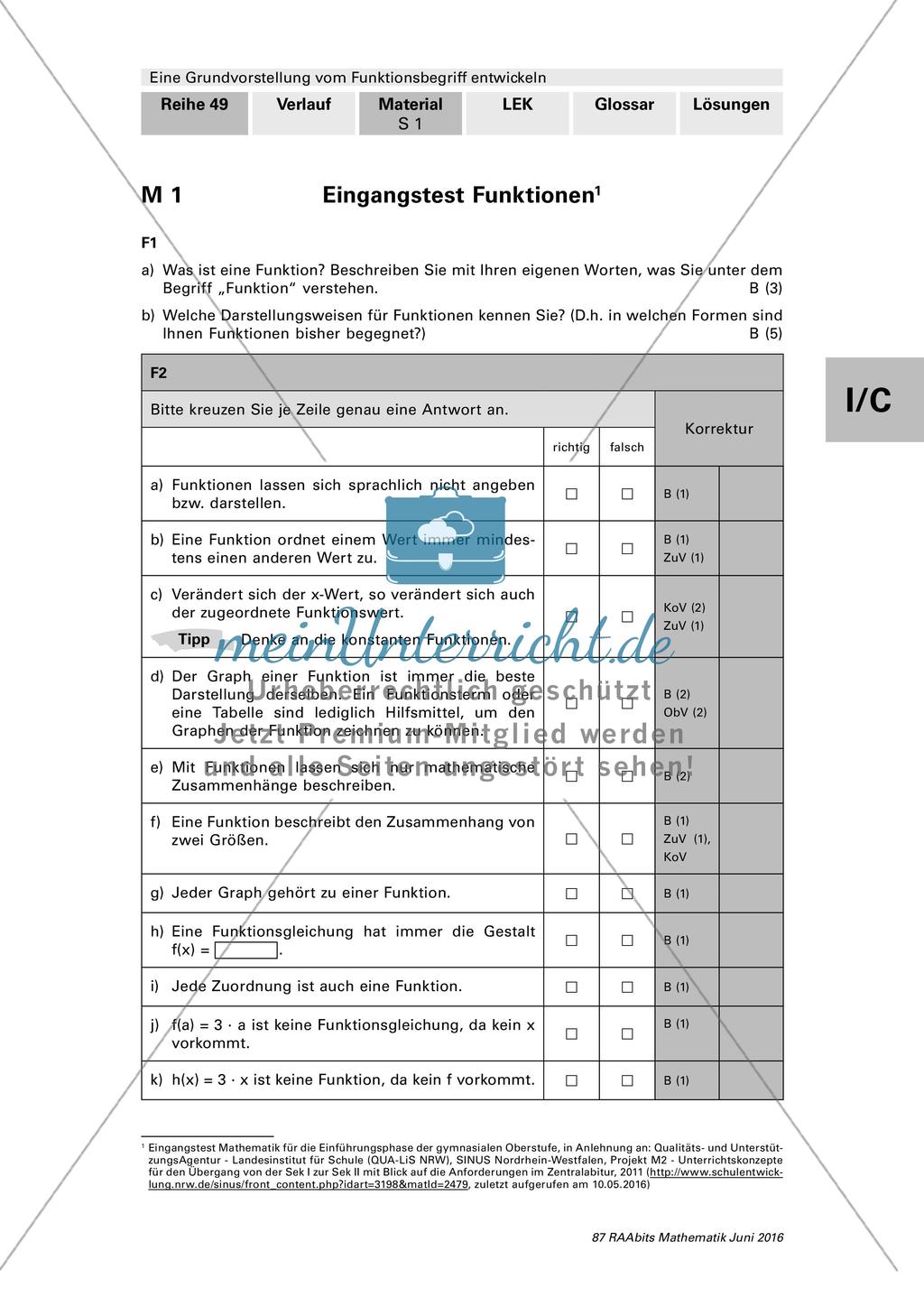 Eingangstest Funktionen Preview 1