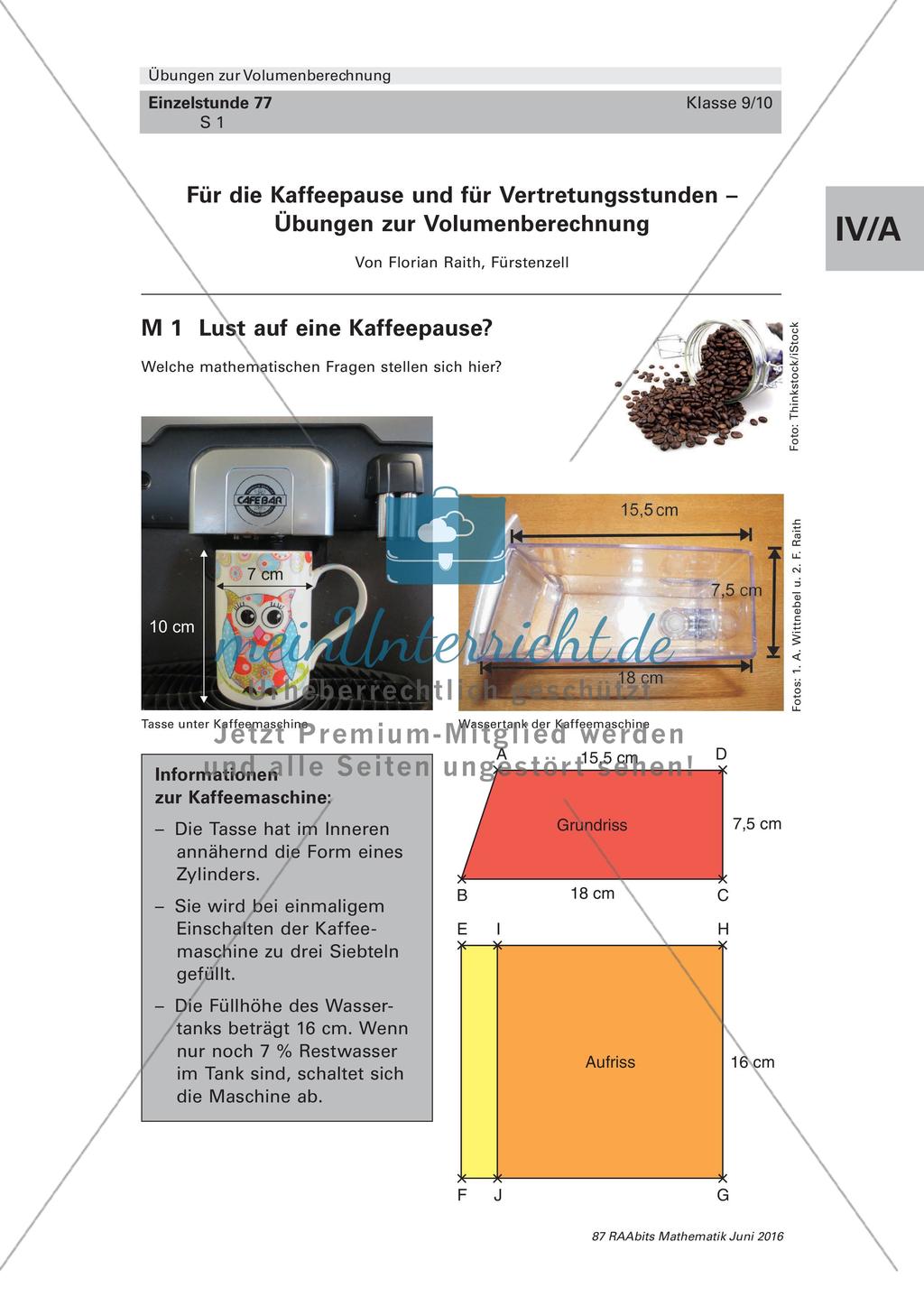 Übungen zur Volumenberechnung Preview 1