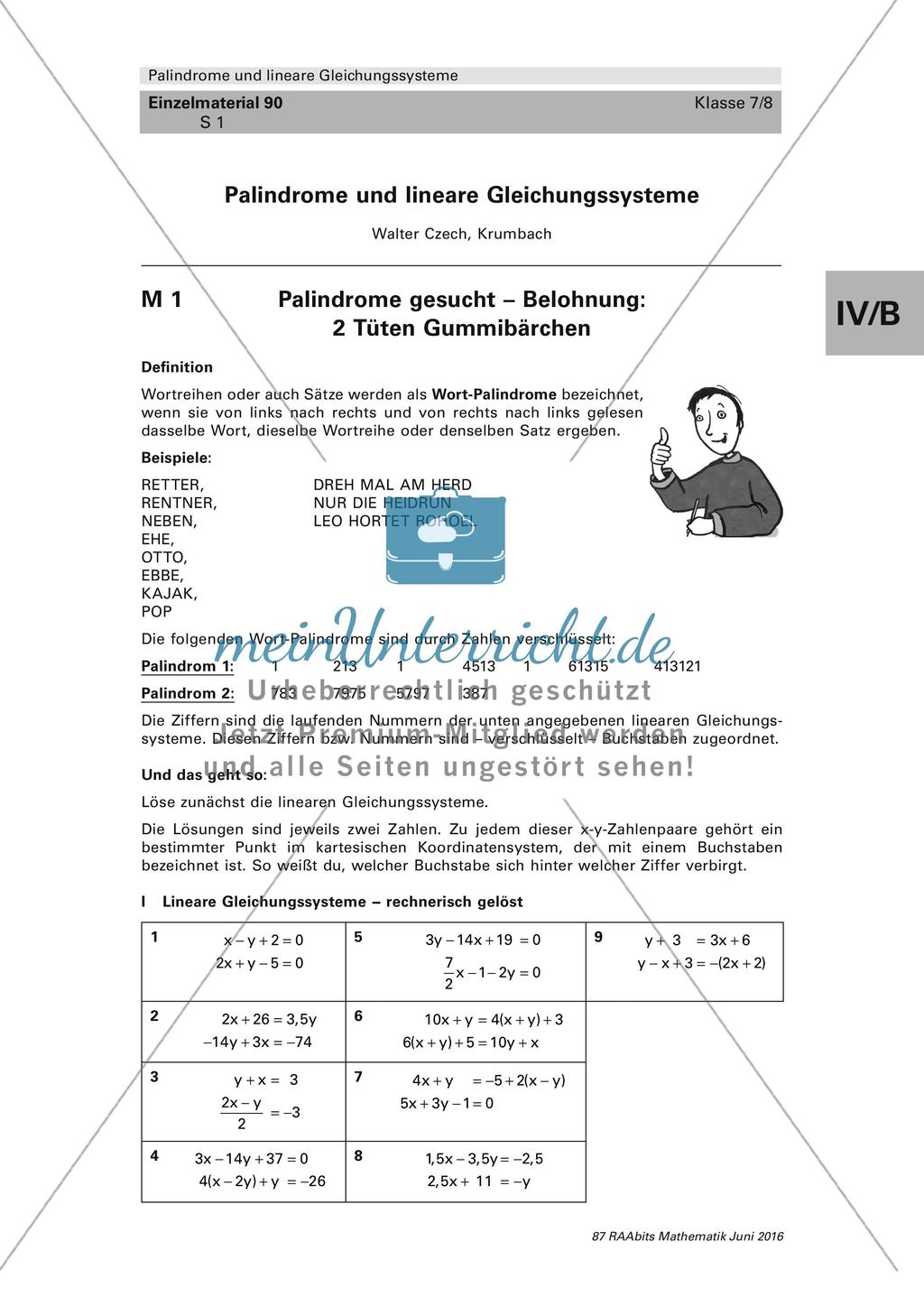 Palindrome und lineare Gleichungssysteme Preview 1