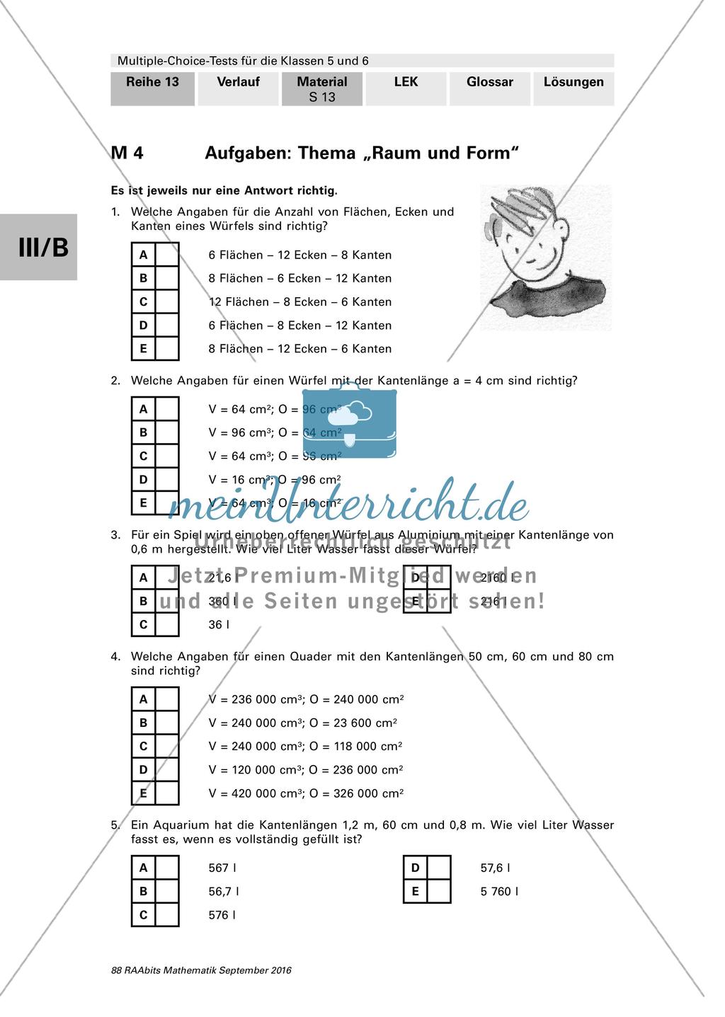Multiple-Choice-Test zum Thema Raum und Form Preview 1