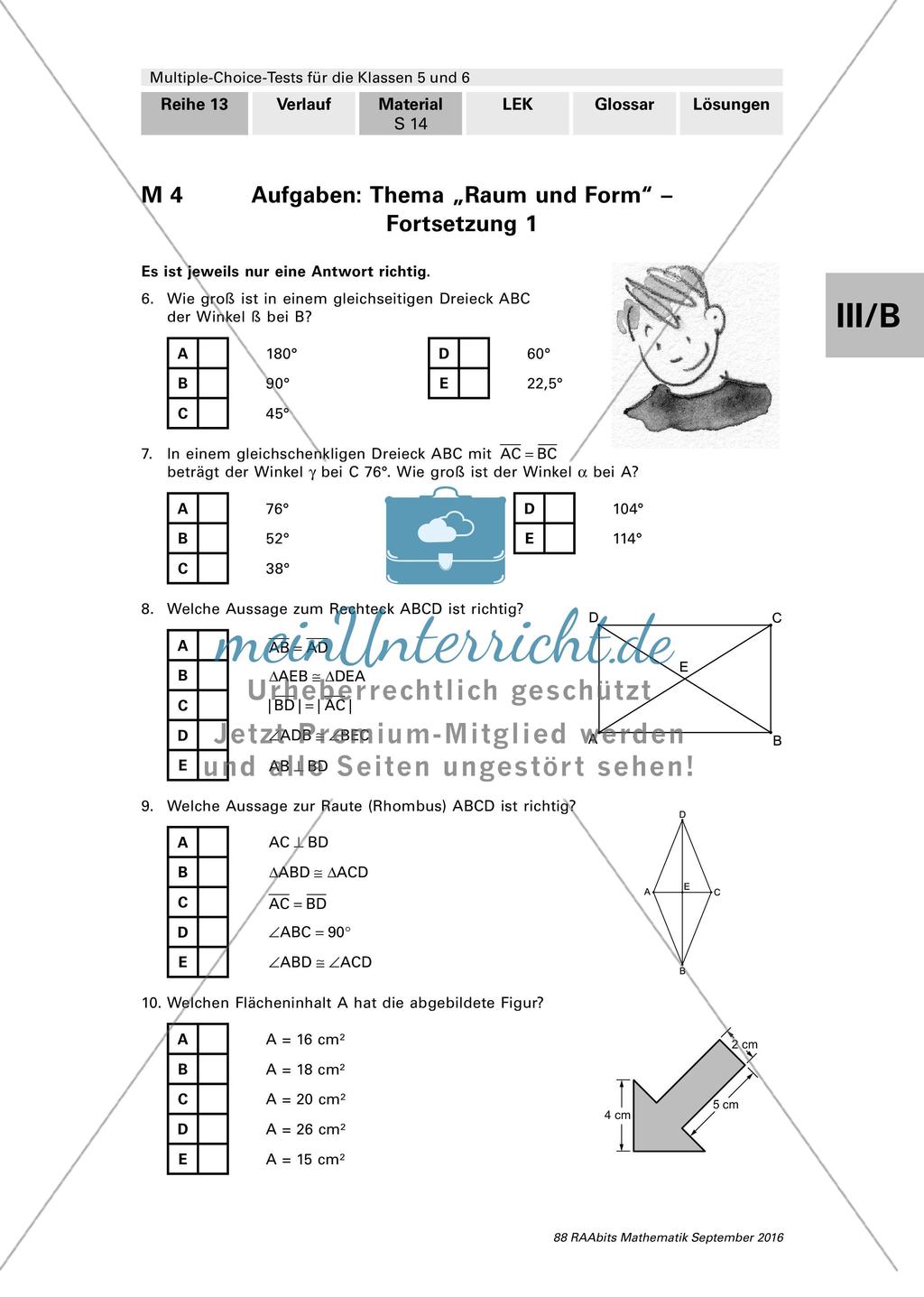 Multiple-Choice-Test zum Thema Raum und Form Preview 2