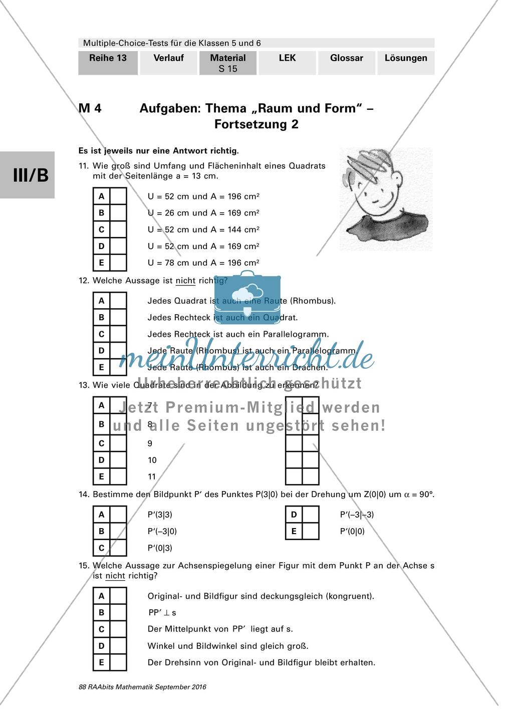 Multiple-Choice-Test zum Thema Raum und Form Preview 3