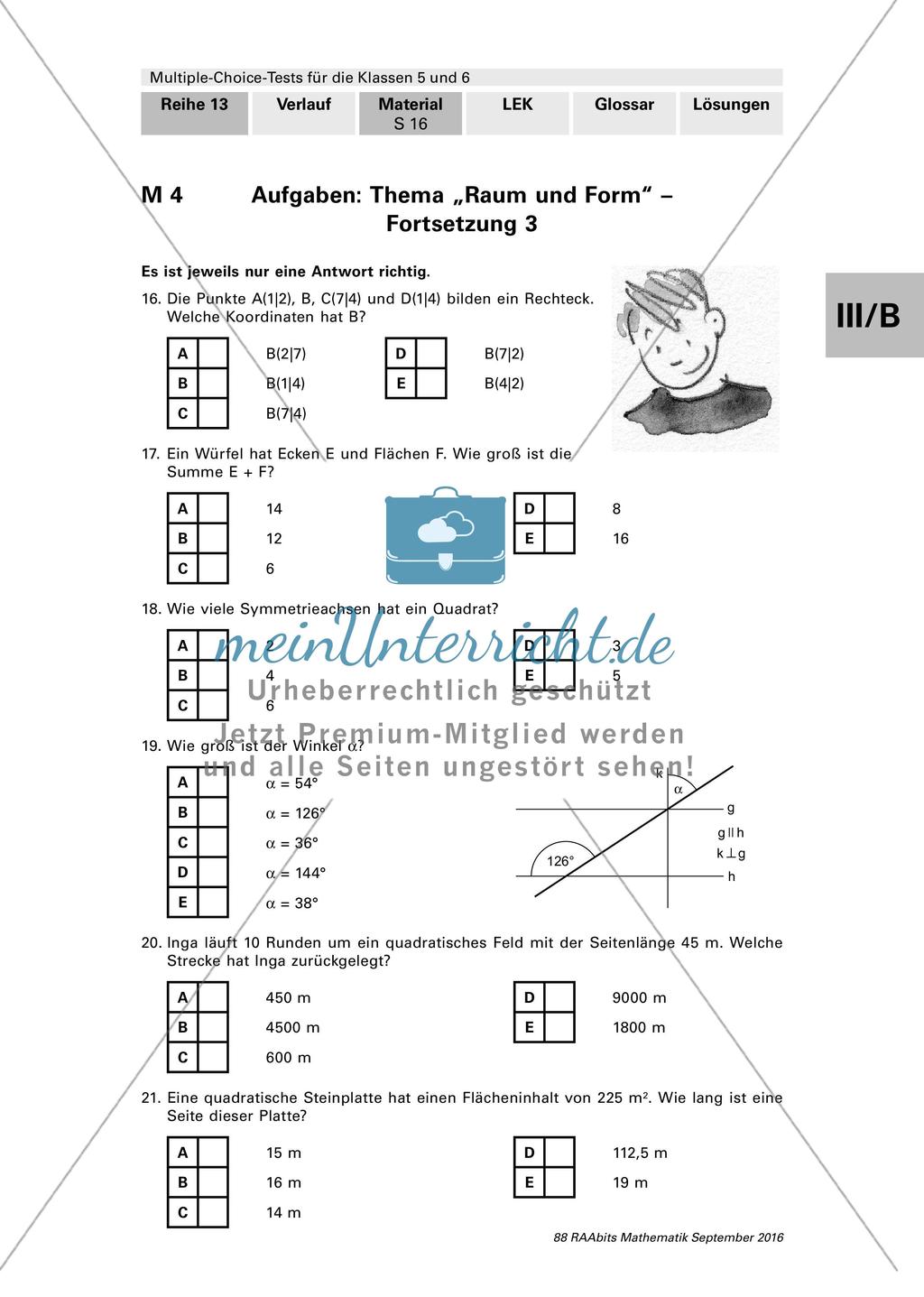 Multiple-Choice-Test zum Thema Raum und Form Preview 4