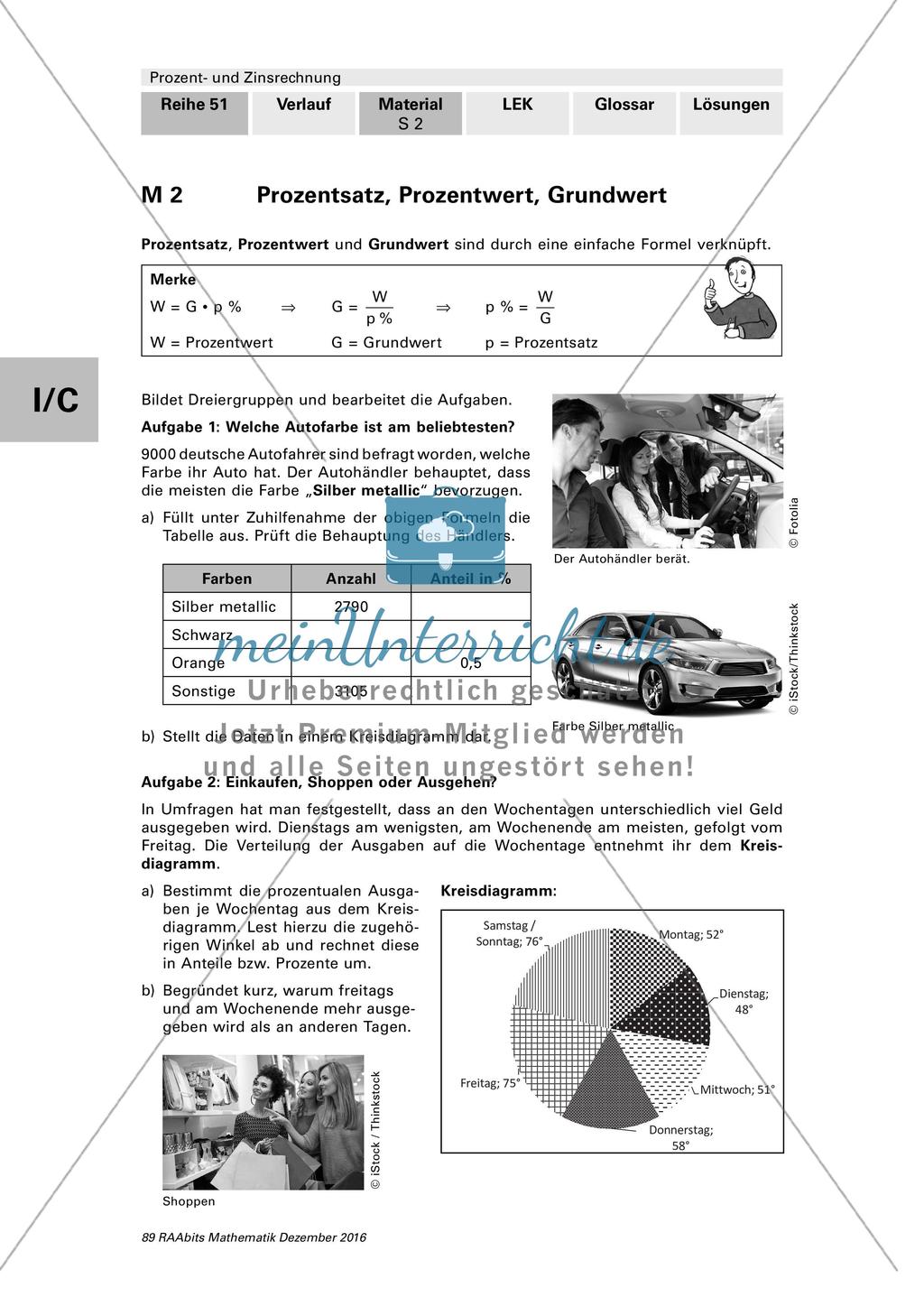 Prozentsatz, Prozentwert, Grundwert Preview 1